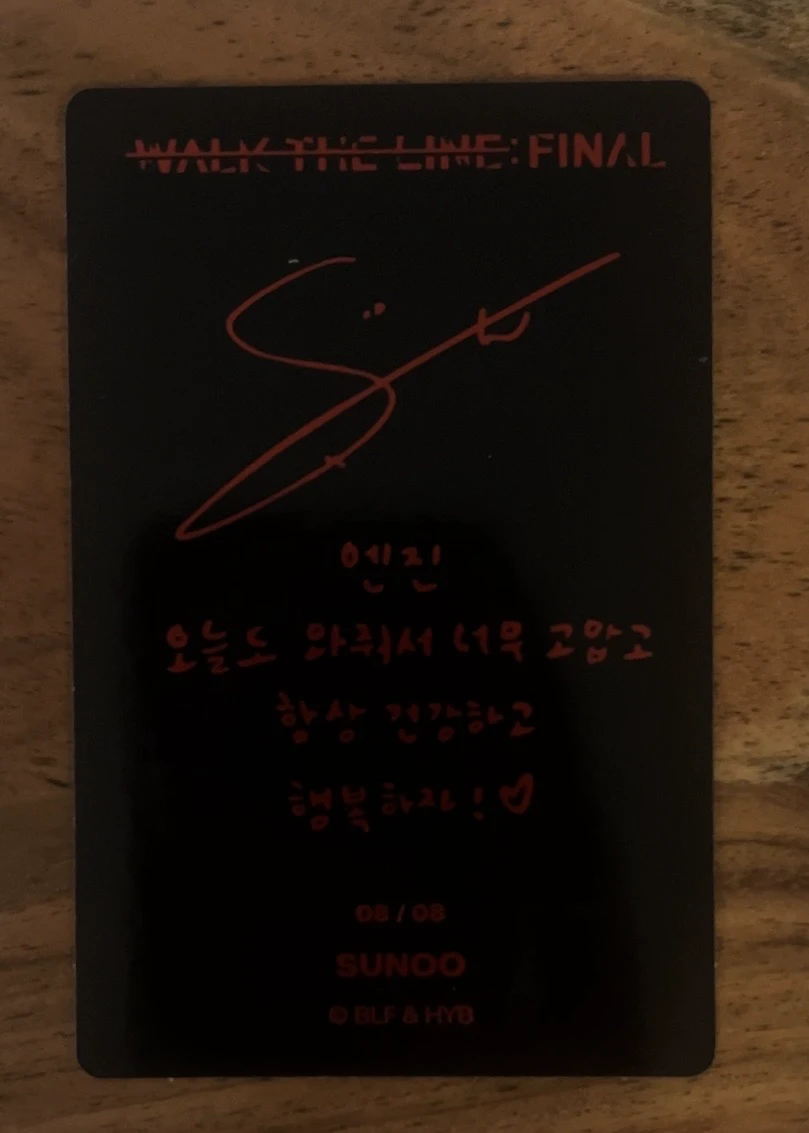 ENHYPEN Sunoo ENHYPEN - Sunoo - 'WALK THE LINE' World Tour Event merch photocard trading card the final listing photo 2
