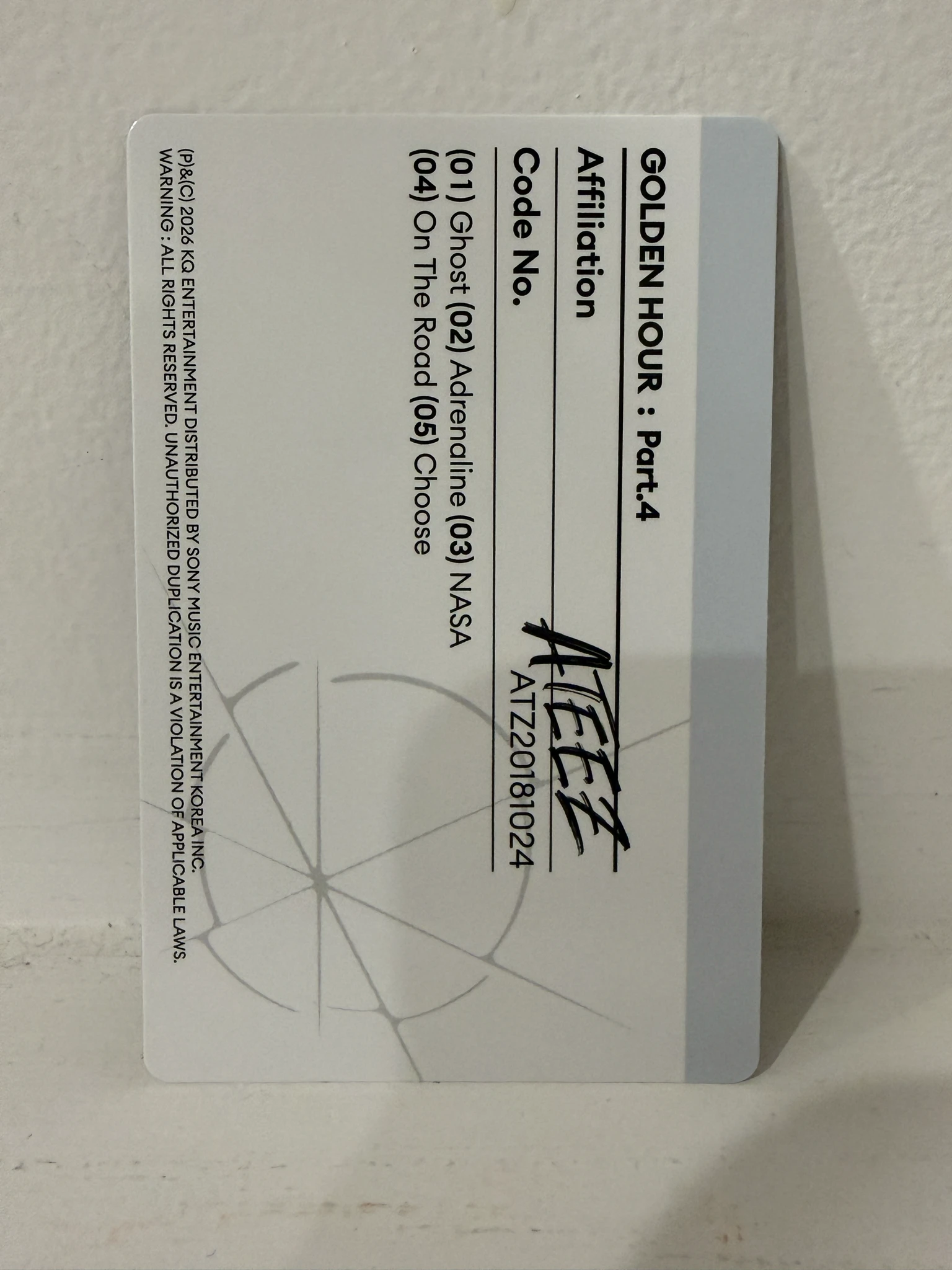 ATEEZ Mingi ATEEZ - Mingi - Golden Hour : Part.4 Album album photocard Z version listing photo 2