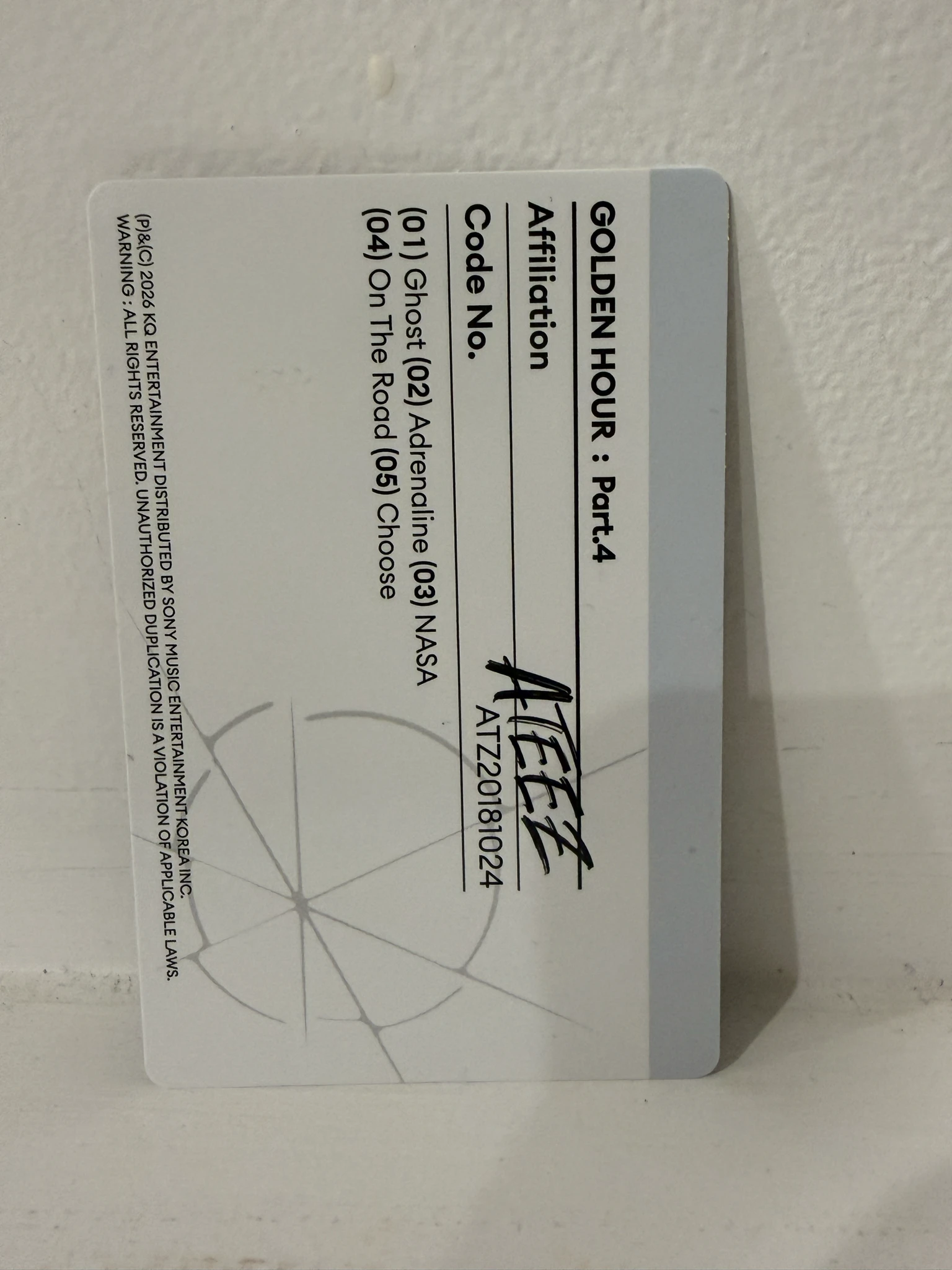 ATEEZ Hongjoong ATEEZ - Hongjoong - Golden Hour : Part.4 Album Z version album photocard listing photo 2