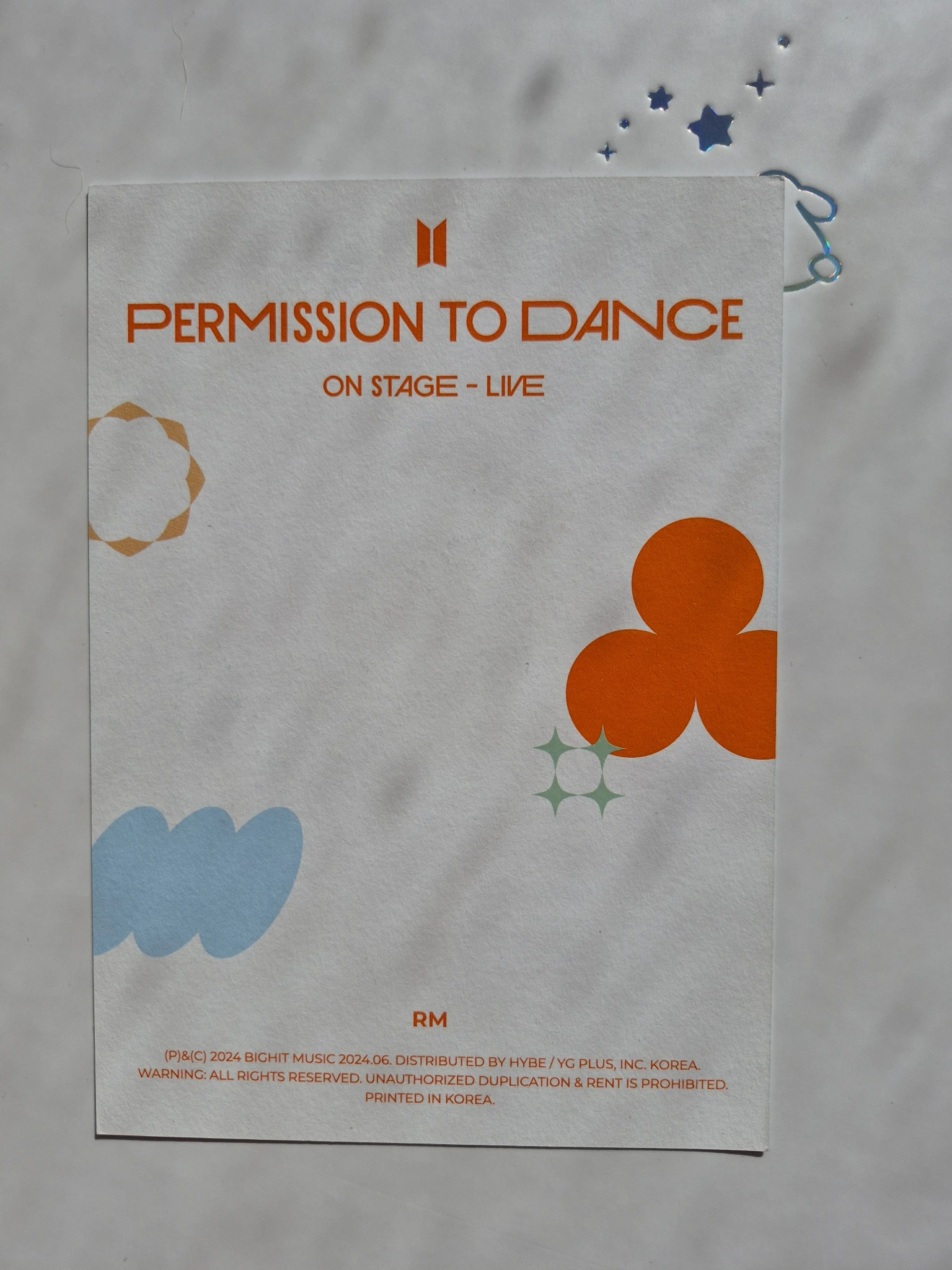 BTS RM BTS-RM-Album-Permission to Dance Live Album listing photo 2