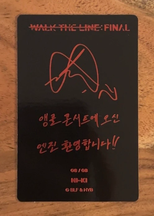 ENHYPEN Ni-ki ENHYPEN - Ni-ki - 'WALK THE LINE' World Tour Event merch photocard the final trading card listing photo 2