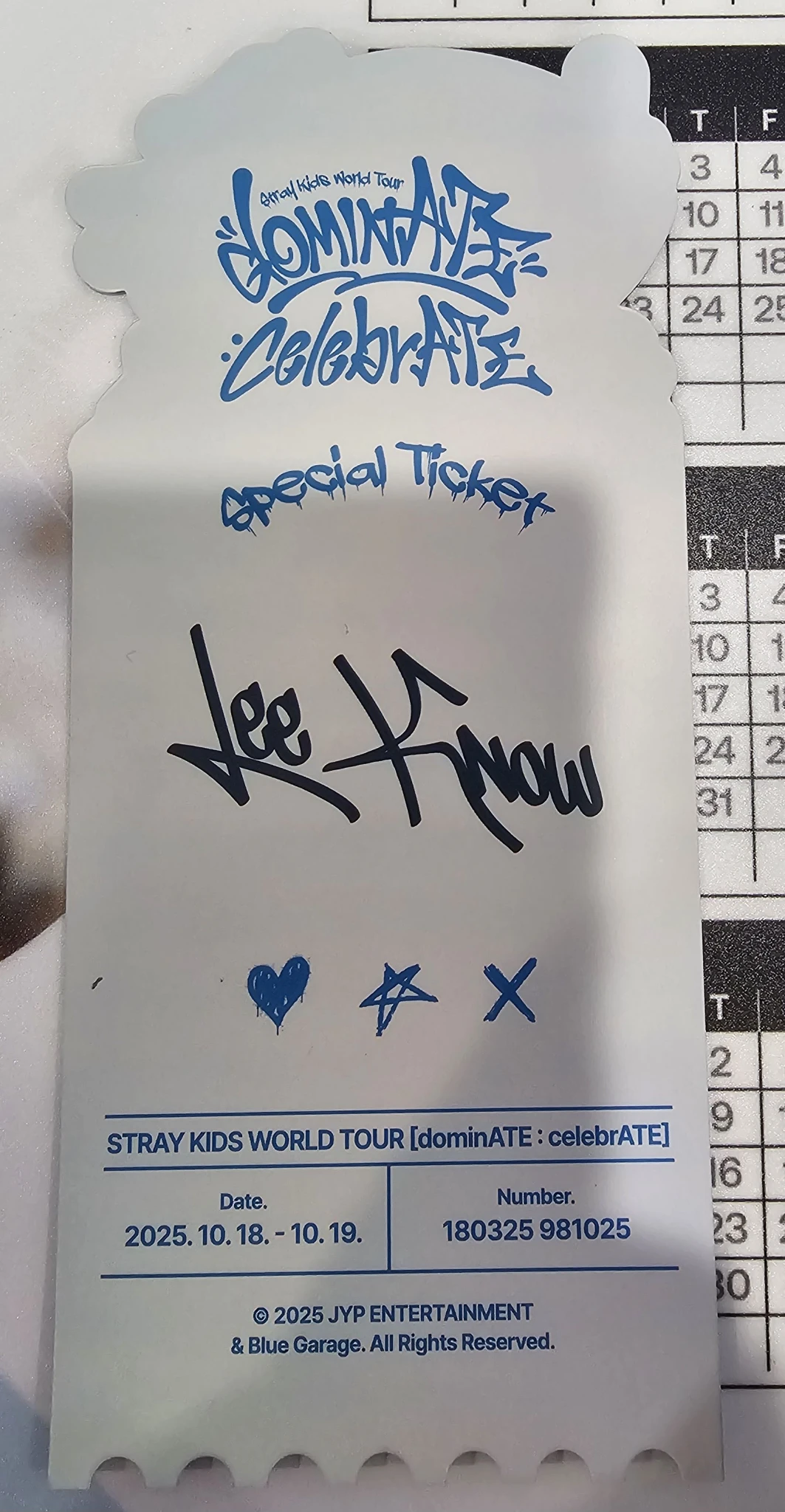 Stray Kids Lee Know Stray Kids - Lee Know - dominATE: celebrATE Pop-Up Store Event ticket pop-up store special ticket set listing photo 2
