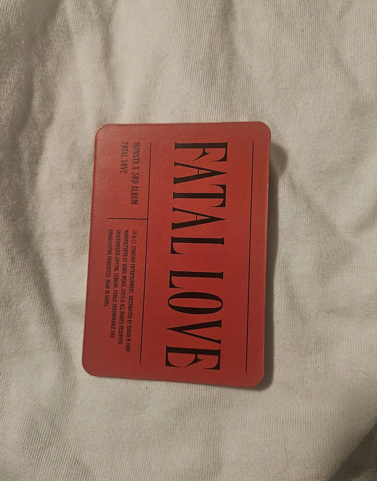 MONSTA X Hyungwon MONSTA X - Hyungwon - Fatal Love Album album photocard listing photo 2