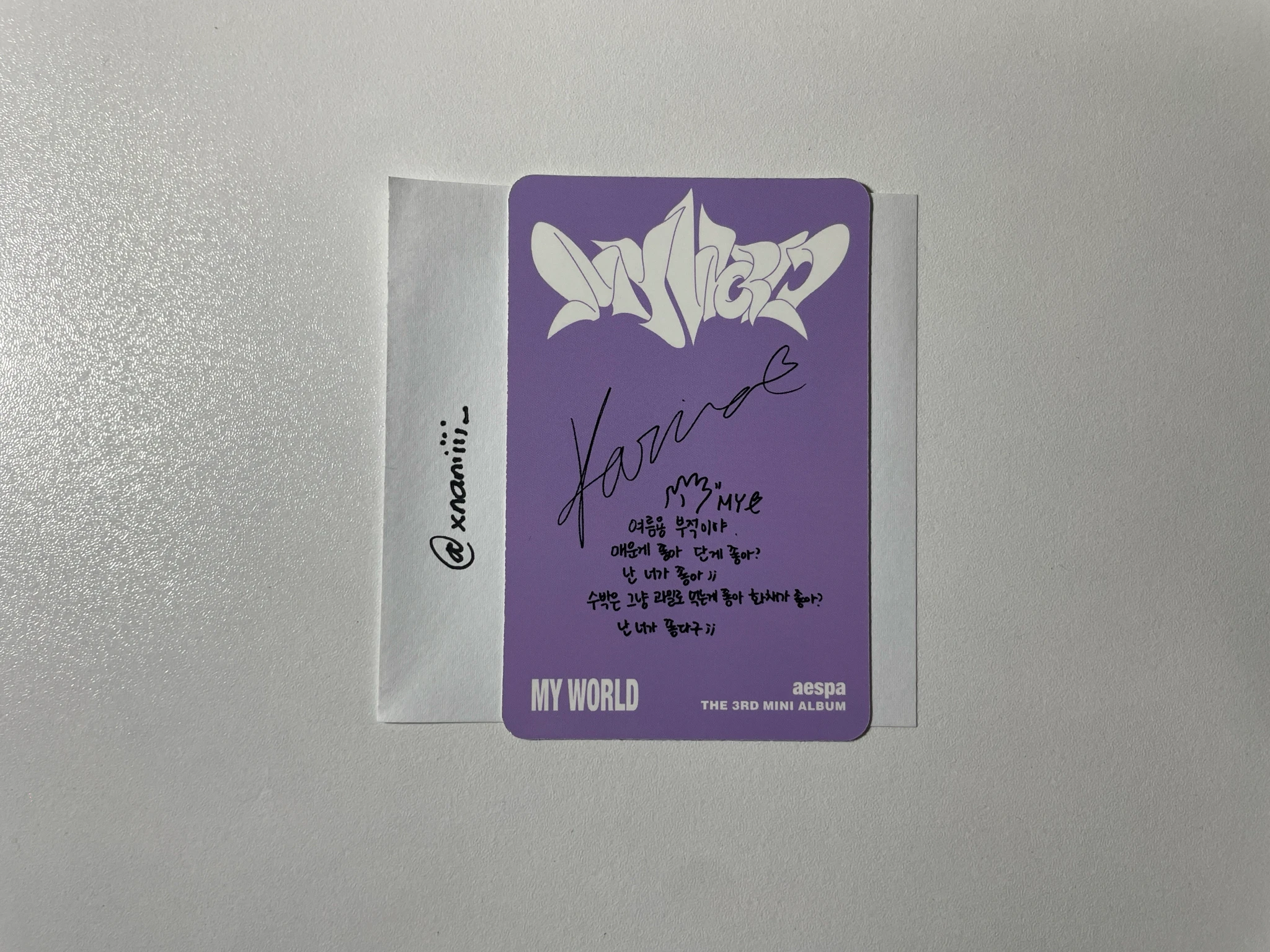 aespa Karina AESPA - Karina - My World Album album photocard korean album tabloid ver. listing photo 2