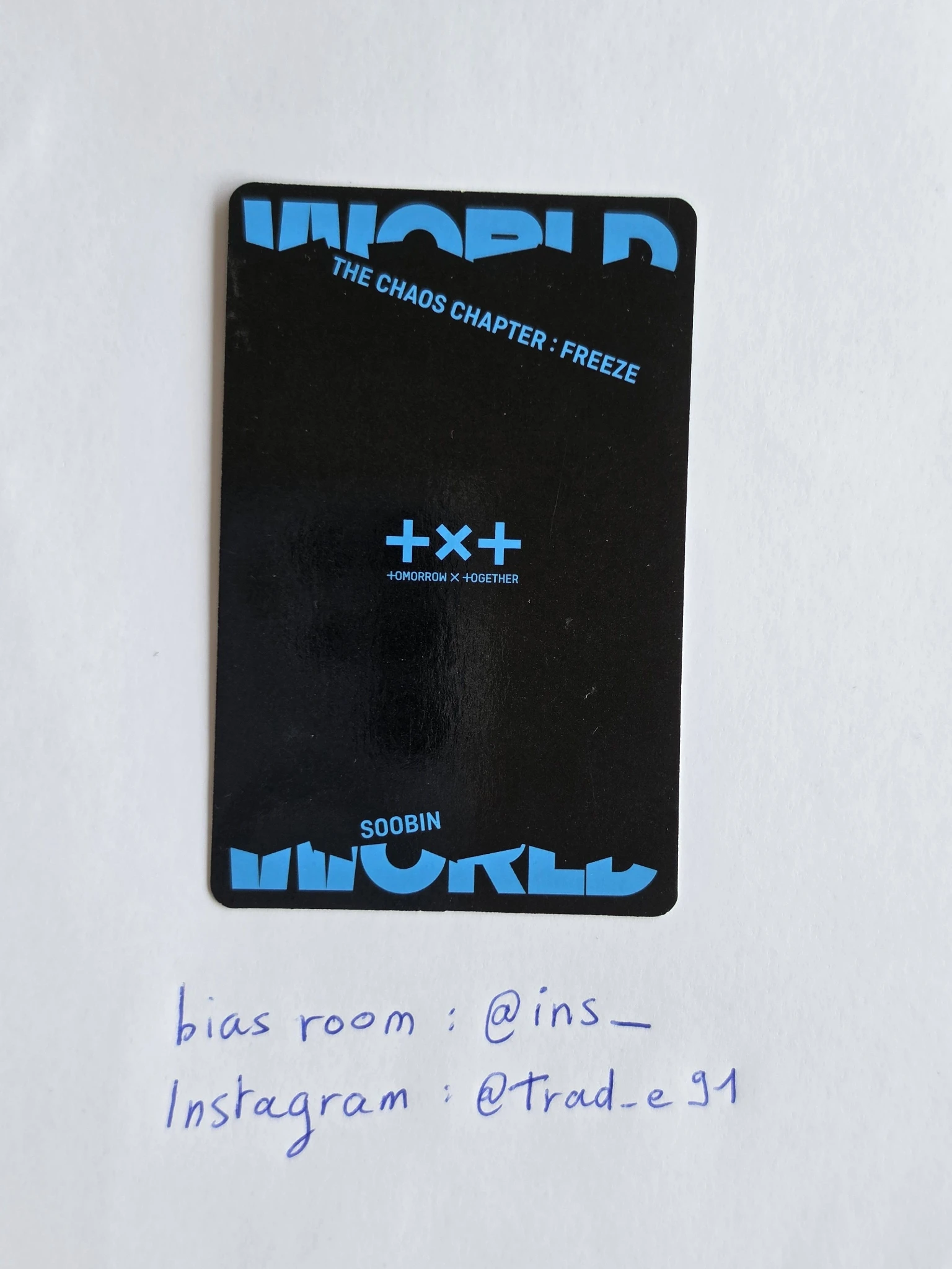 TOMORROW X TOGETHER Soobin TOMORROW X TOGETHER - Soobin - The Chaos Chapter: FREEZE Album world ver album photocard listing photo 2