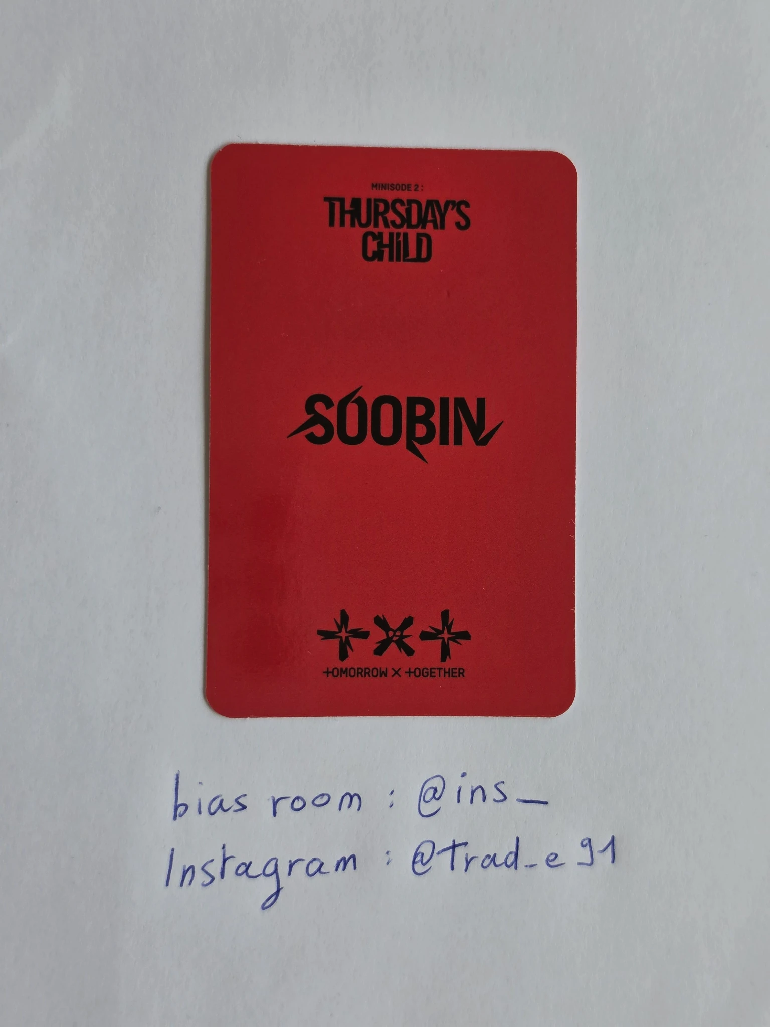TOMORROW X TOGETHER Soobin TOMORROW X TOGETHER - Soobin - Minisode 2: Thursday's Child Album album photocard mess ver. listing photo 2