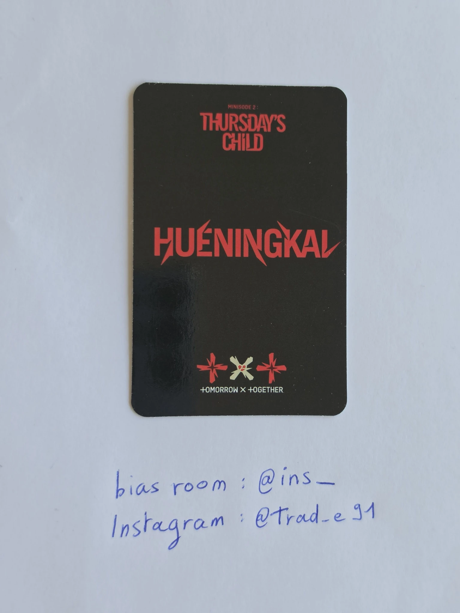 TOMORROW X TOGETHER Huening Kai TOMORROW X TOGETHER - Huening Kai - Minisode 2: Thursday's Child Album album photocard hate version listing photo 2