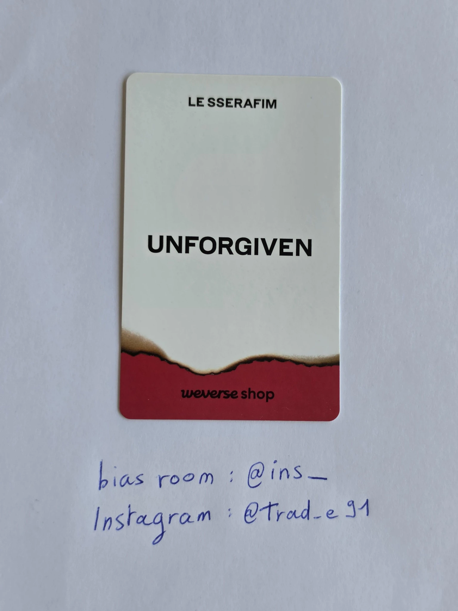 LE SSERAFIM Hong Eunchae LE SSERAFIM - Hong Eunchae - UNFORGIVEN Album weverse shop global (wvg) standard version pre-order benefit (pob) listing photo 2