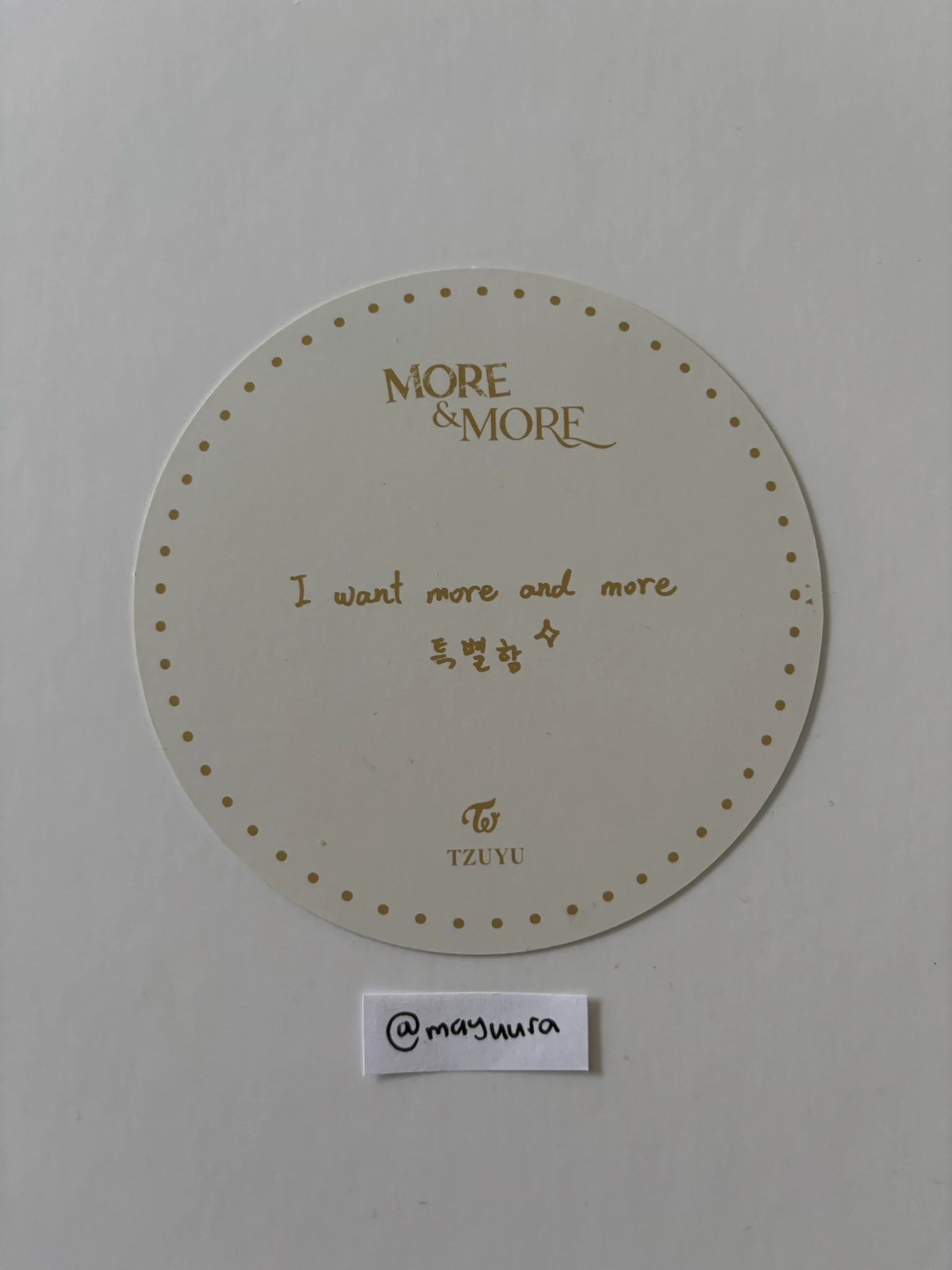 TWICE Tzuyu TWICE - Tzuyu - MORE & MORE Album album inclusion coaster message card listing photo 2