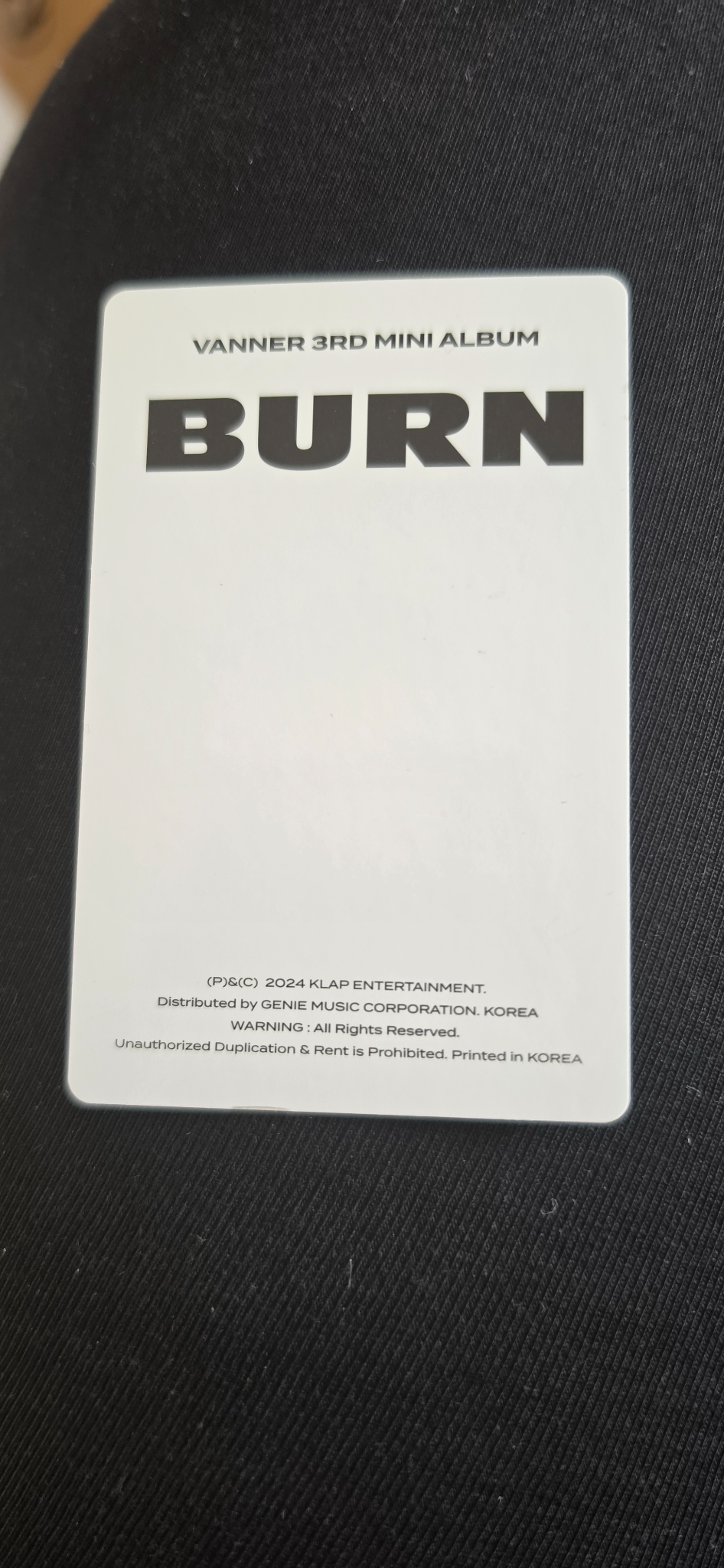 VANNER Taehwan VANNER - Taehwan - Burn Album pob (pre-order benefit) listing photo 2