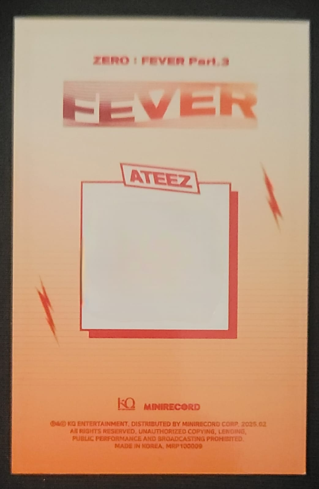 ATEEZ Mingi ATEEZ - Mingi - ZERO : FEVER Part.3 Album minirecord shop qr card listing photo 2