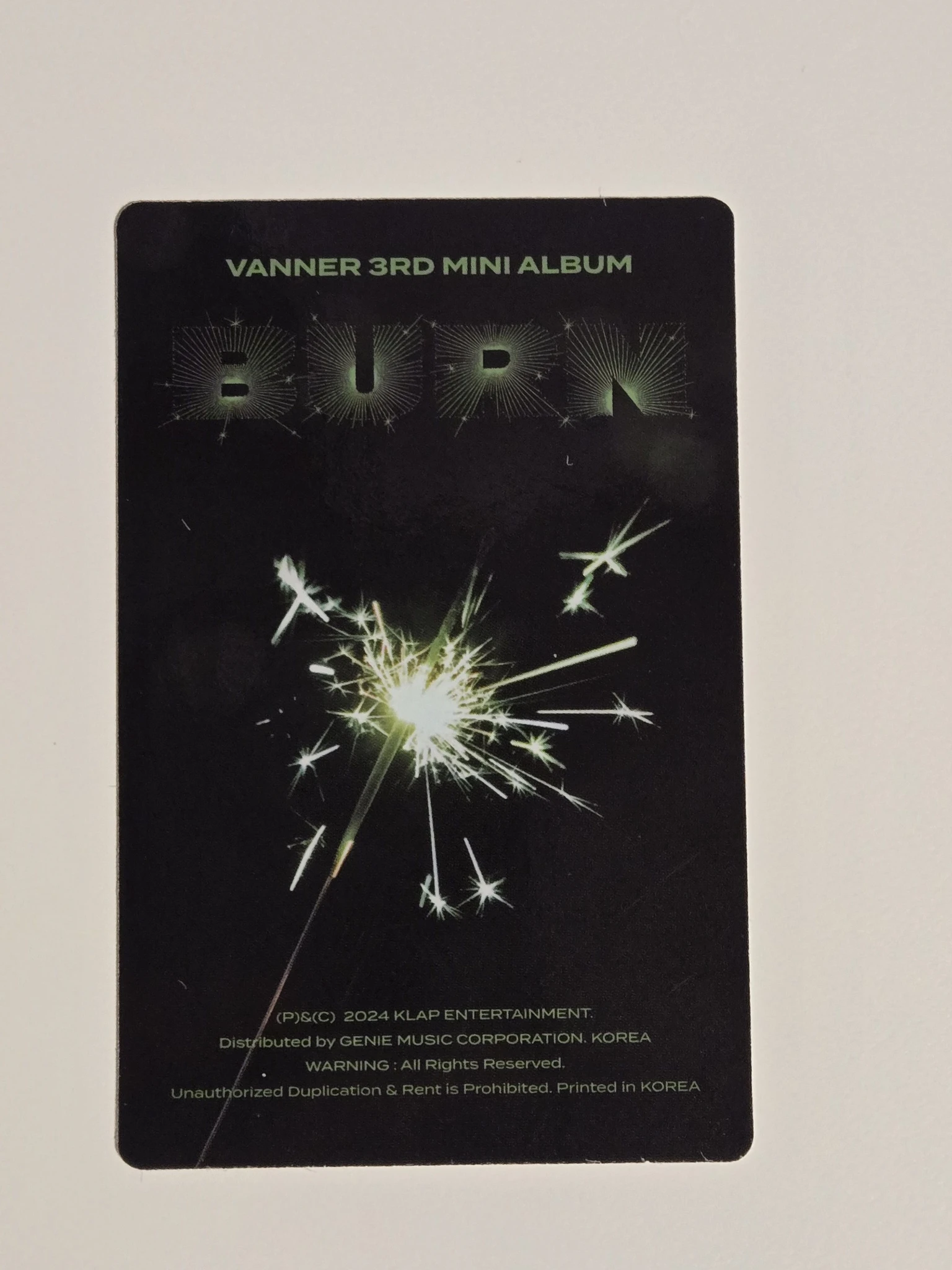 VANNER Taehwan VANNER - Taehwan - Burn Album album photocard sparkle version listing photo 2
