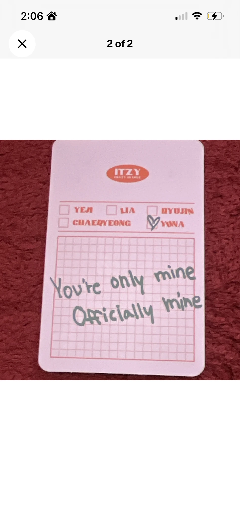 ITZY Yuna ITZY - Yuna - Crazy in Love Album album photocard listing photo 2