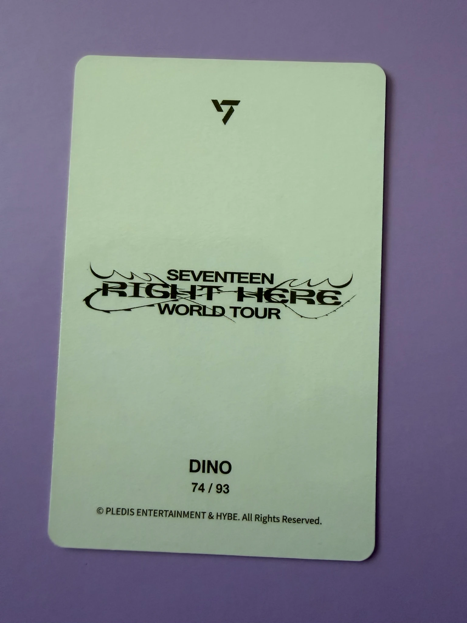 SEVENTEEN Dino SEVENTEEN - Dino - [RIGHT HERE] WORLD TOUR Event merch photocard trading card listing photo 2