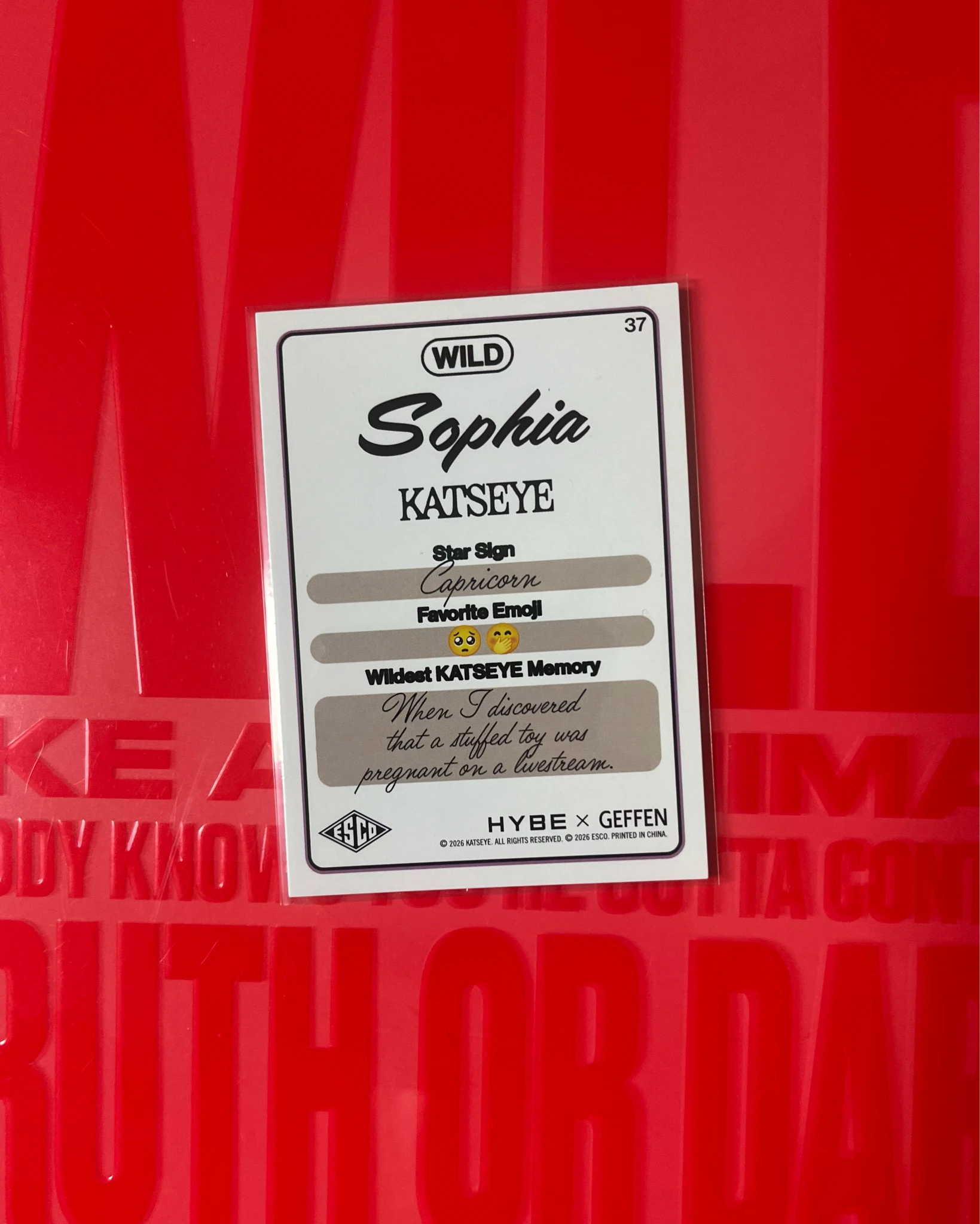 KATSEYE Sophia KATSEYE - Sophia - ESCO “WILD” Trading Cards Other trading card listing photo 2