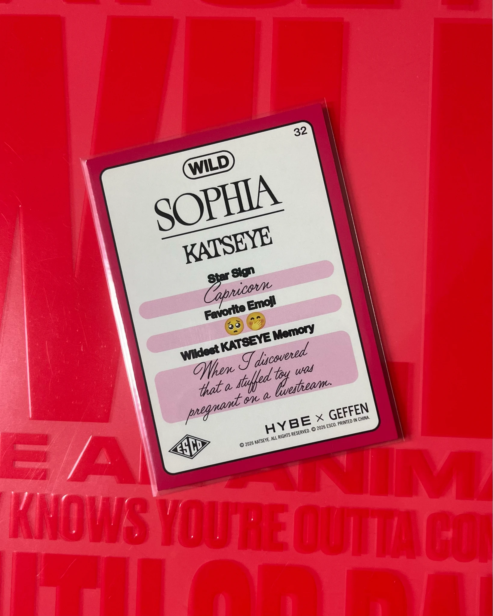 KATSEYE Sophia KATSEYE - Sophia - ESCO “WILD” Trading Cards Other trading card listing photo 2