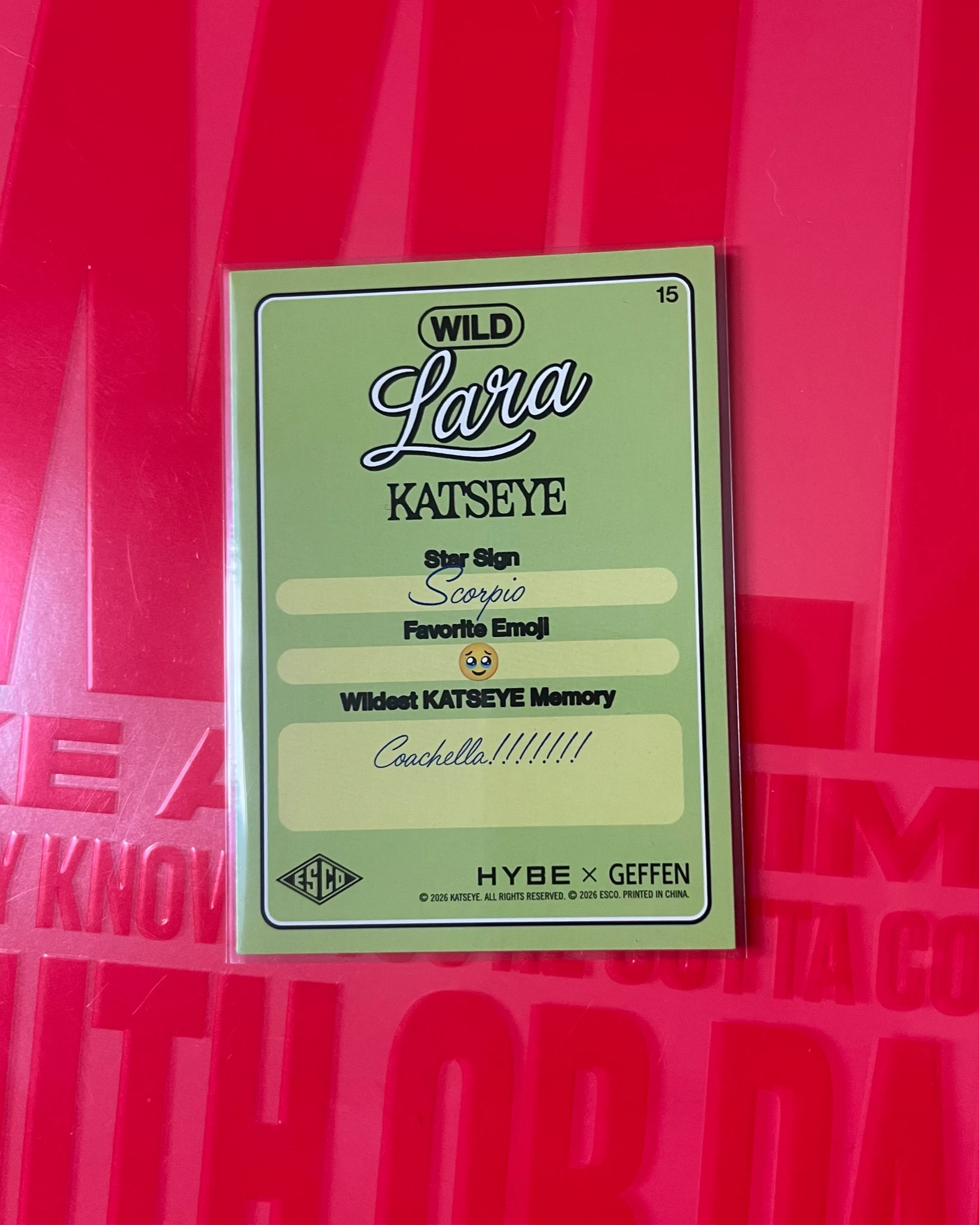 KATSEYE Lara KATSEYE - Lara - ESCO “WILD” Trading Cards Other trading card listing photo 2