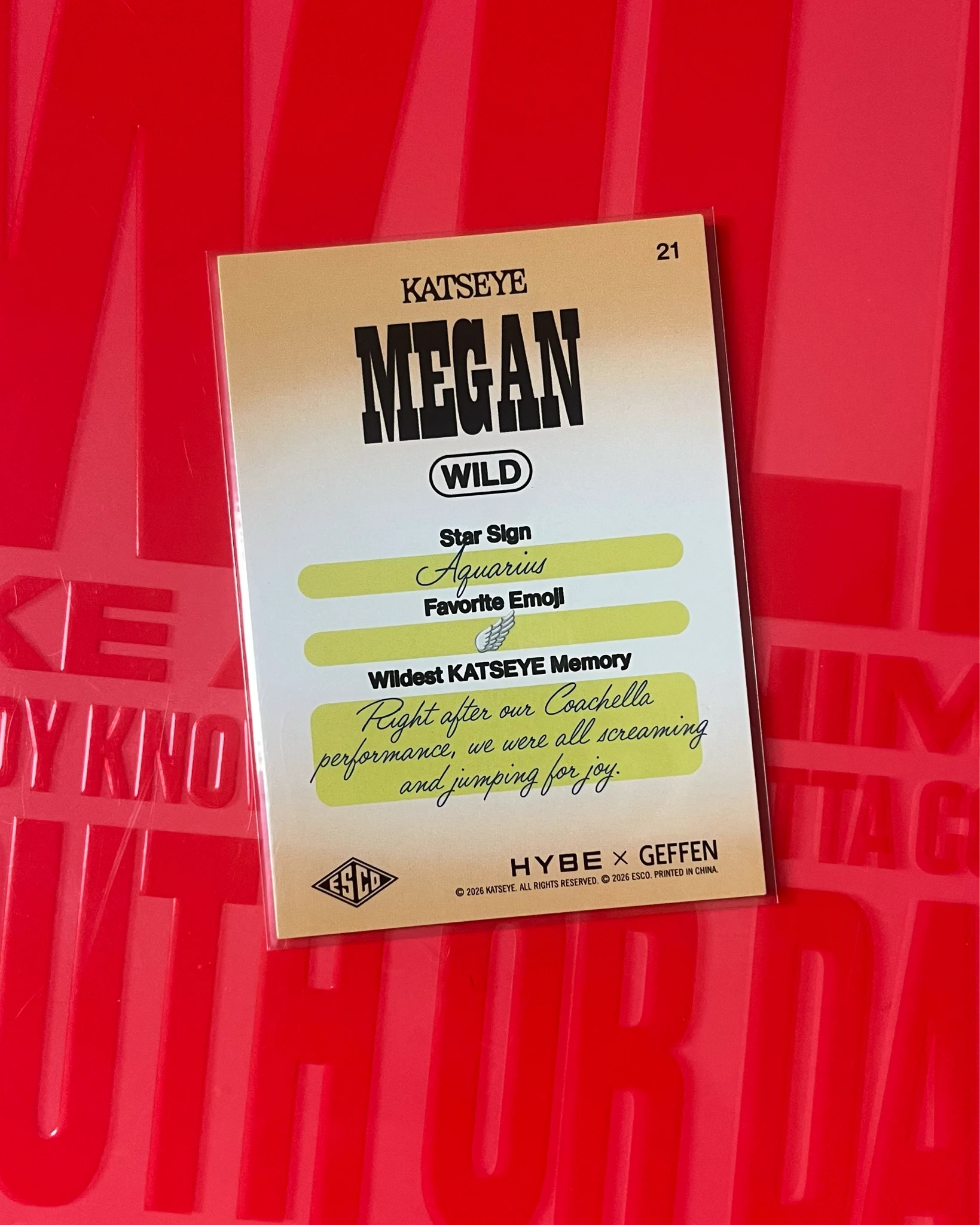 KATSEYE Megan KATSEYE - Megan - ESCO “WILD” Trading Cards Other trading card listing photo 2