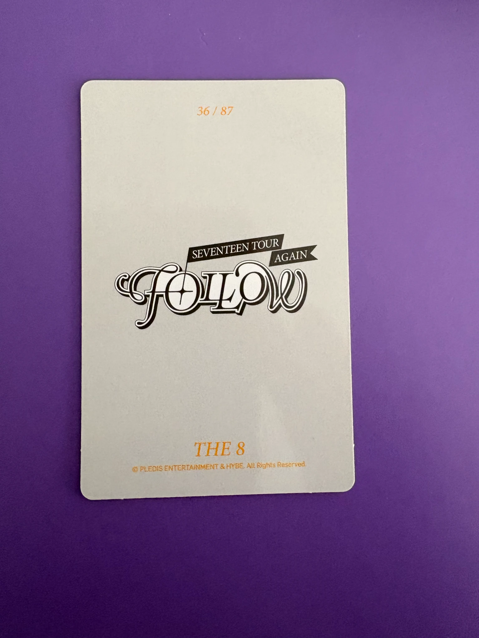 SEVENTEEN The8 SEVENTEEN - The8 - [Follow Again] Tour Event trading card listing photo 2