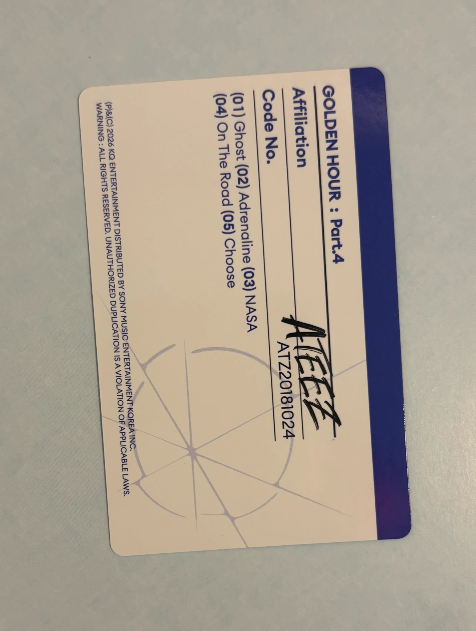 ATEEZ Mingi ATEEZ - Mingi - Golden Hour : Part.4 Album album photocard A version version 2 listing photo 2