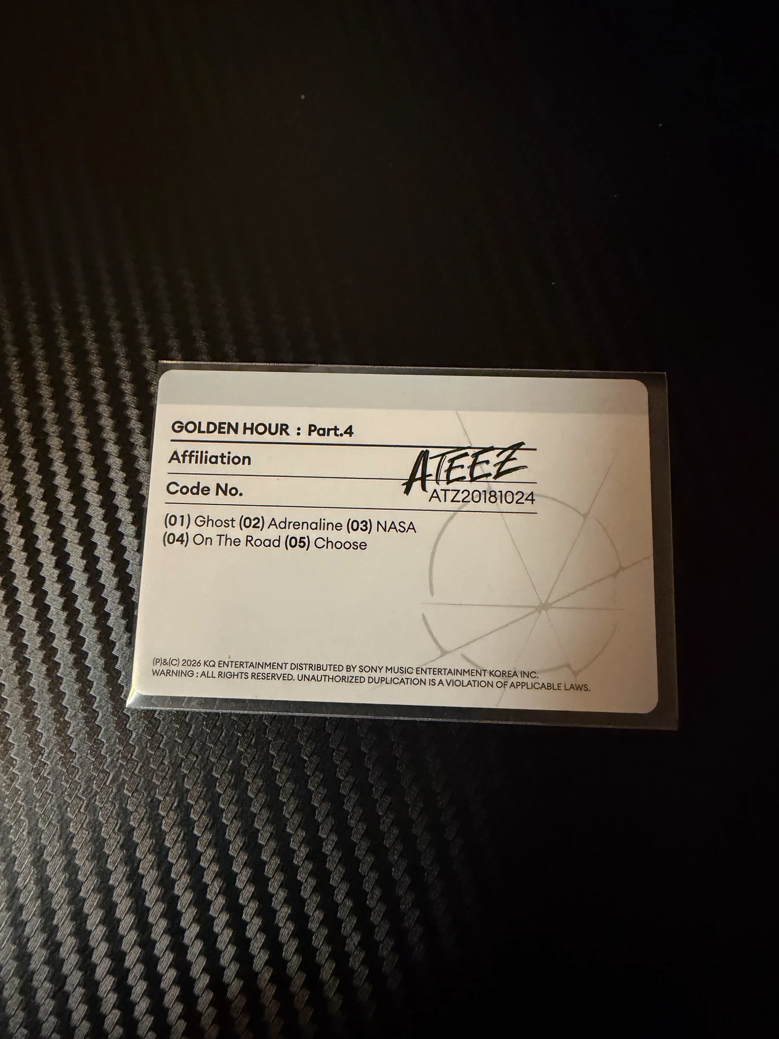 ATEEZ Hongjoong ATEEZ - Hongjoong - Golden Hour : Part.4 Album Z version album photocard listing photo 2