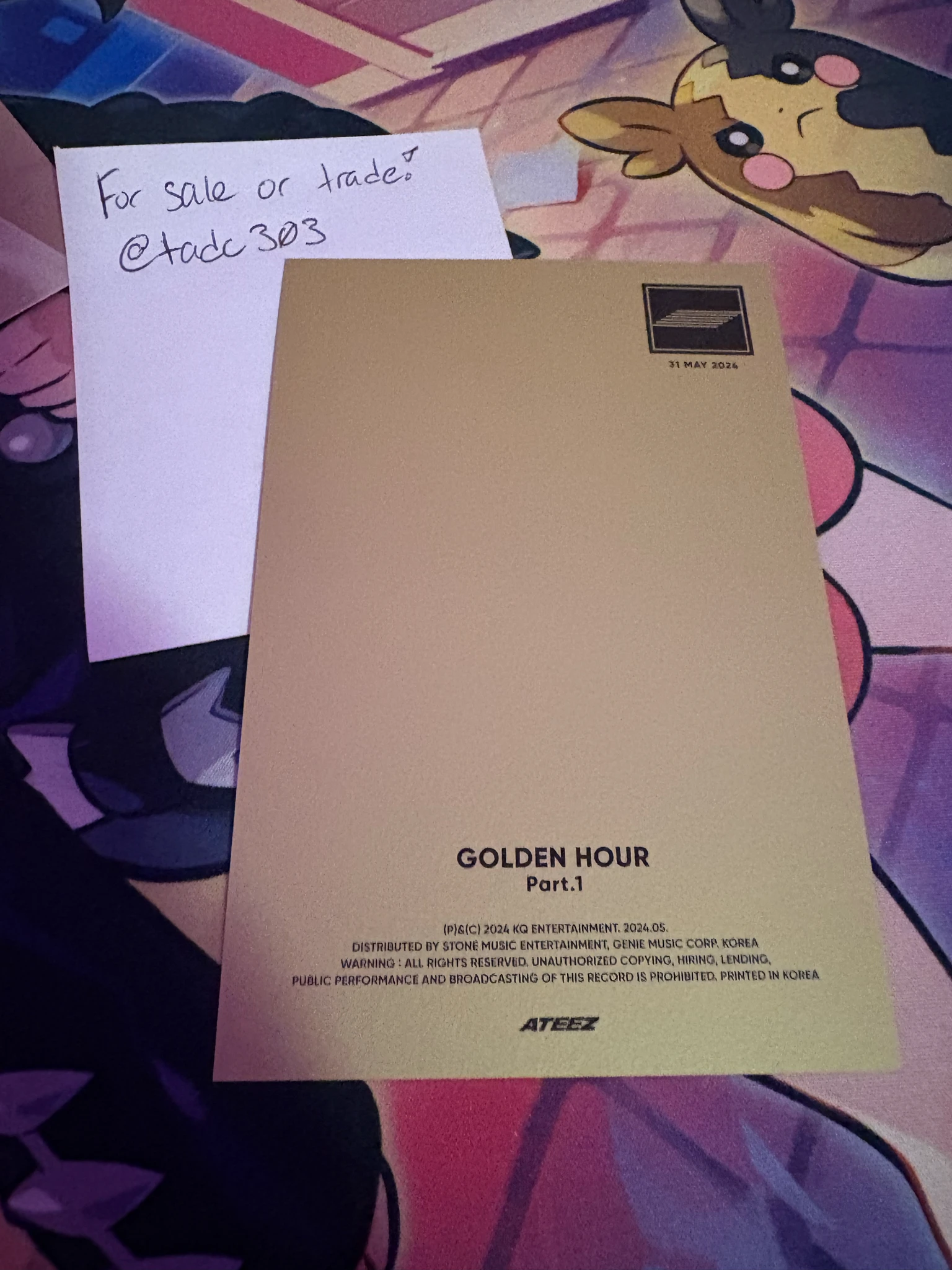 ATEEZ Jongho ATEEZ - Jongho - Golden Hour : Part.1 Album postcard album inclusion listing photo 2