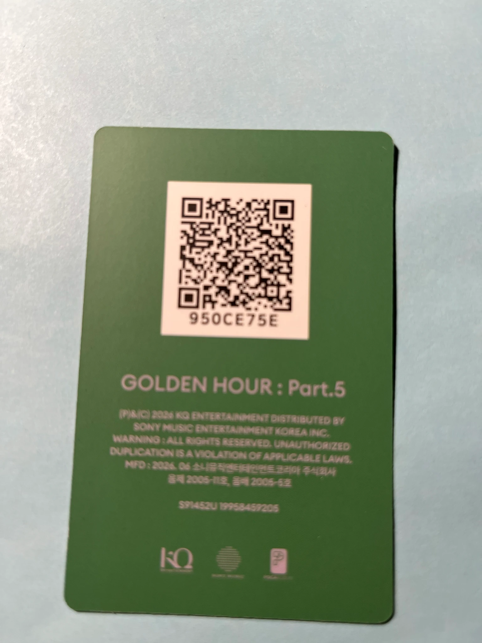 ATEEZ Hongjoong ATEEZ - Hongjoong - GOLDEN HOUR : Part.5 Album album photocard poca album Z version qr card listing photo 2