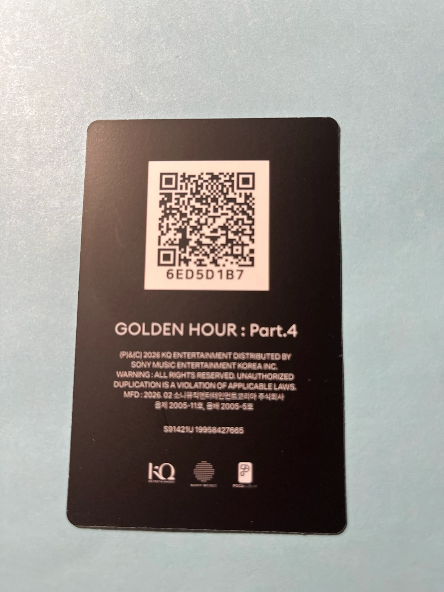 ATEEZ Hongjoong ATEEZ - Hongjoong - Golden Hour : Part.4 Album Z version qr card poca album album photocard listing photo 2