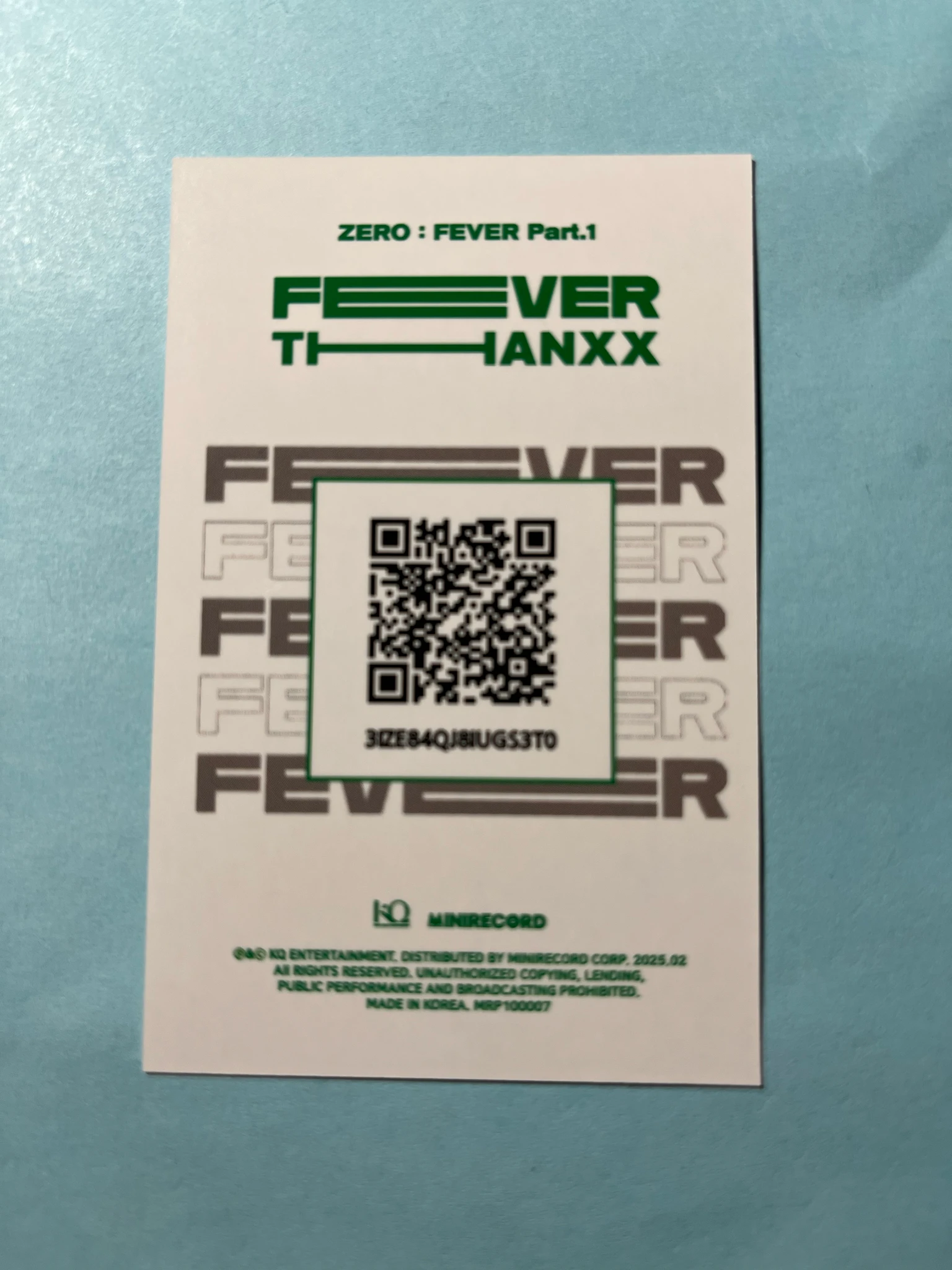 ATEEZ Hongjoong ATEEZ - Hongjoong - ZERO : FEVER Part.1 Album qr card album photocard Platform Thanxx ver. listing photo 2