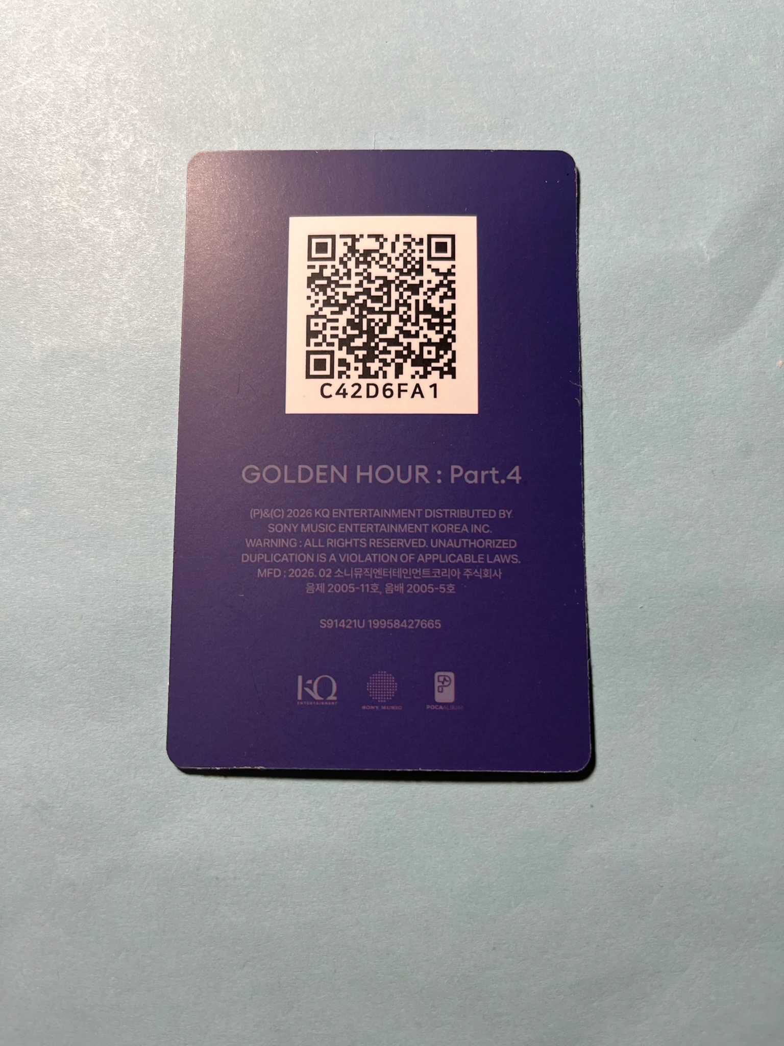 ATEEZ Seonghwa ATEEZ - Seonghwa - Golden Hour : Part.4 Album A version qr card poca album album photocard listing photo 2