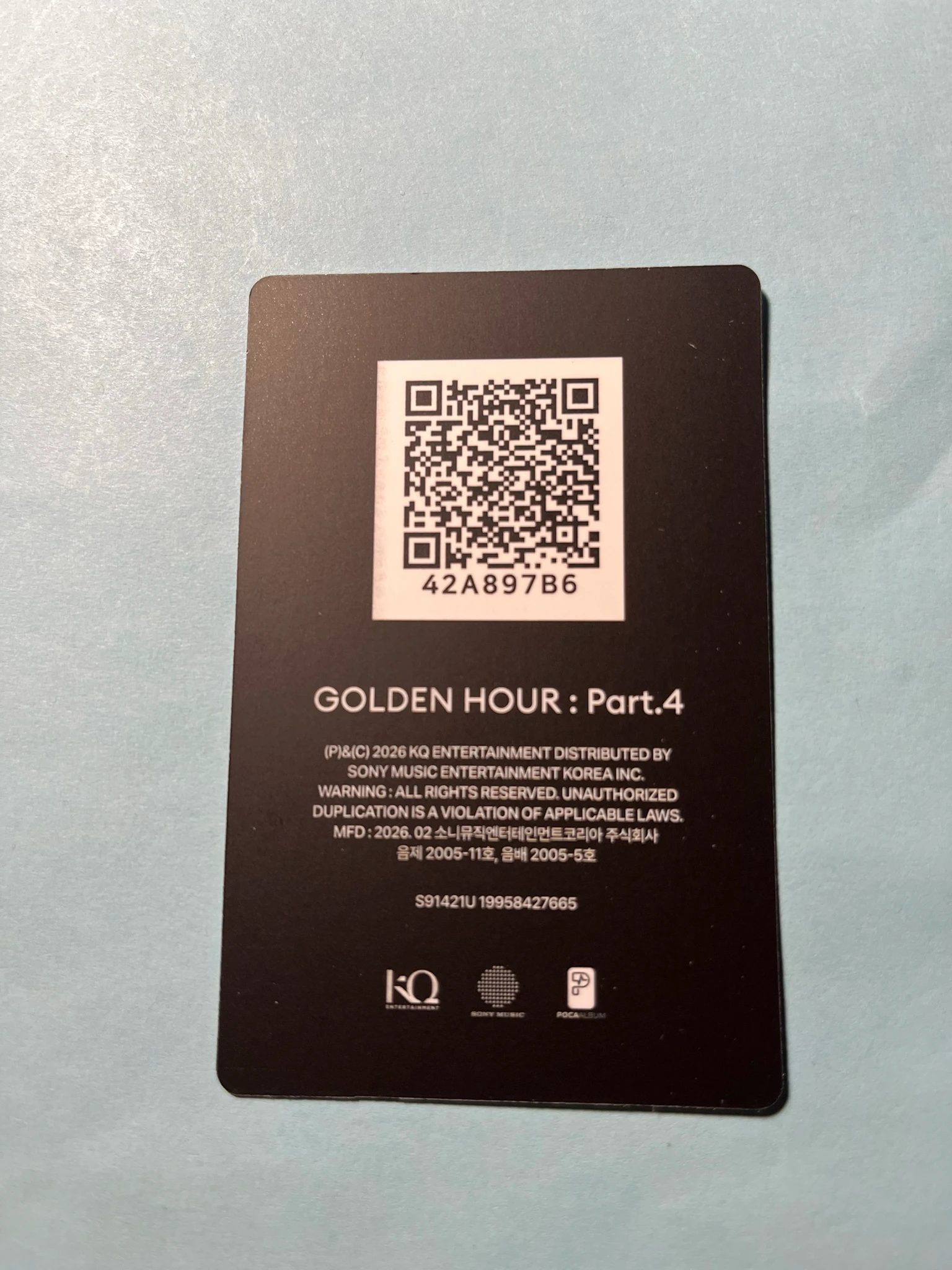ATEEZ Yunho ATEEZ - Yunho - Golden Hour : Part.4 Album Z version qr card poca album album photocard listing photo 2