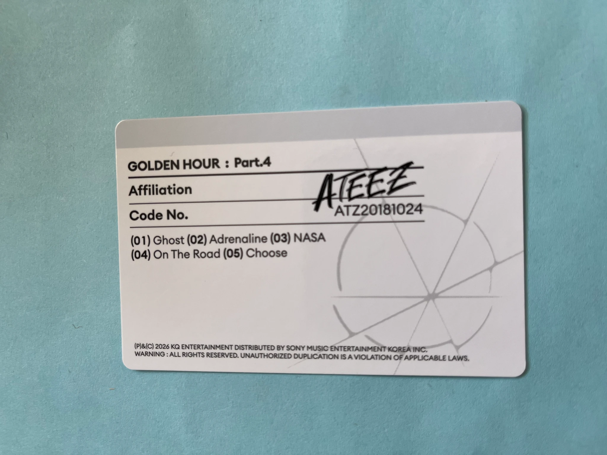 ATEEZ Jongho ATEEZ - Jongho - Golden Hour : Part.4 Album album photocard Z version version 2 listing photo 2