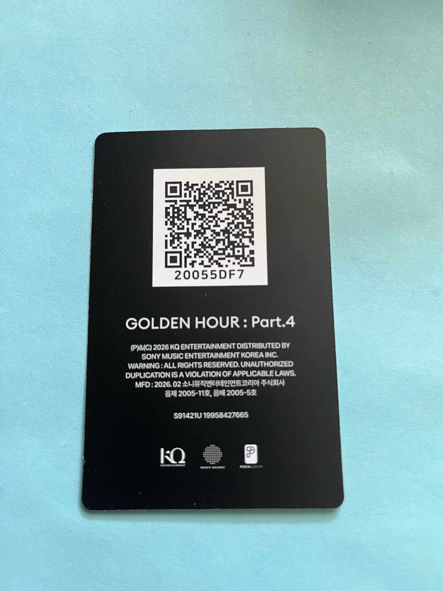ATEEZ Jongho ATEEZ - Jongho - Golden Hour : Part.4 Album Z version qr card poca album album photocard listing photo 2
