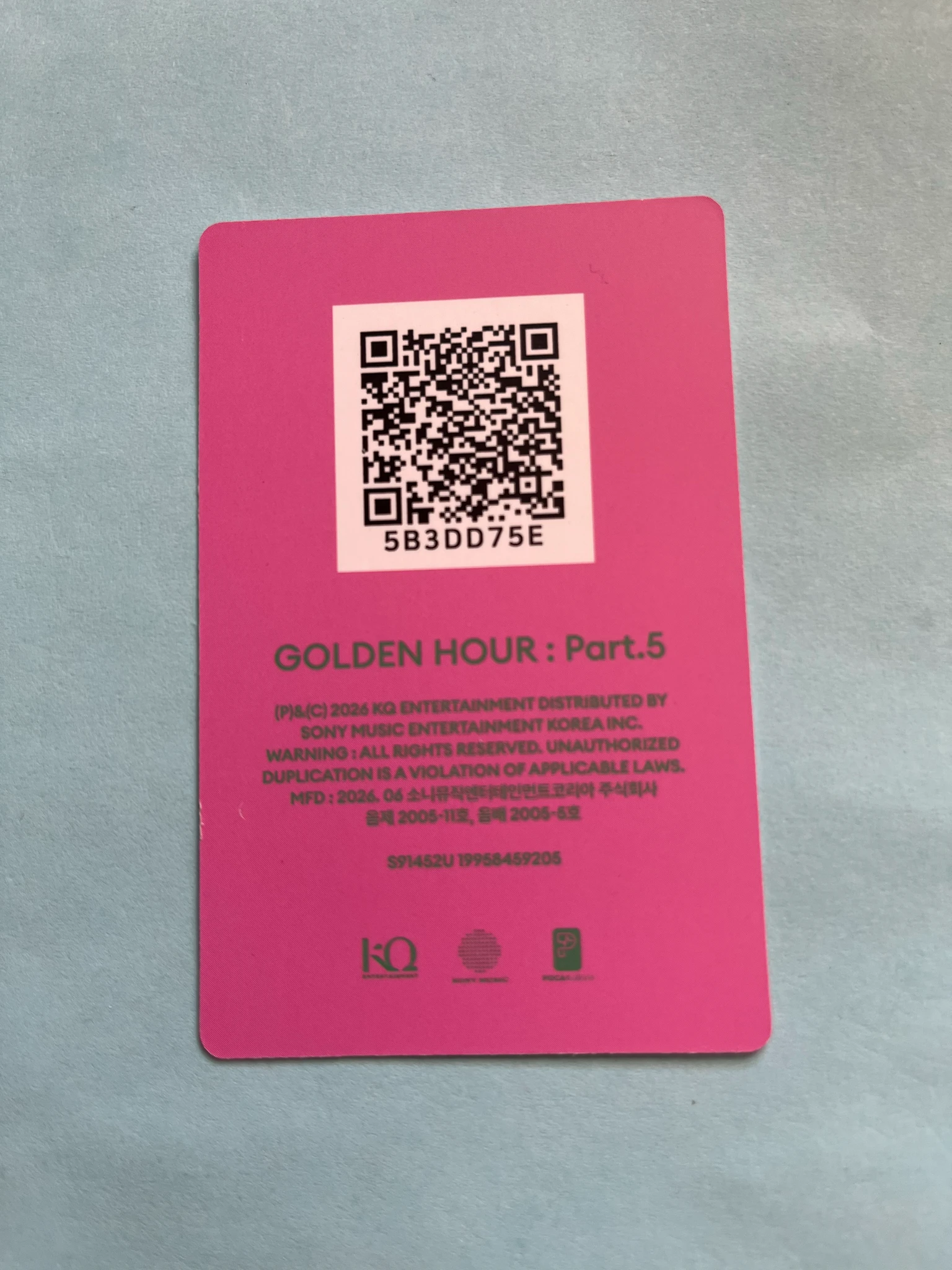 ATEEZ Yeosang ATEEZ - Yeosang - GOLDEN HOUR : Part.5 Album album photocard poca album A version qr card listing photo 2