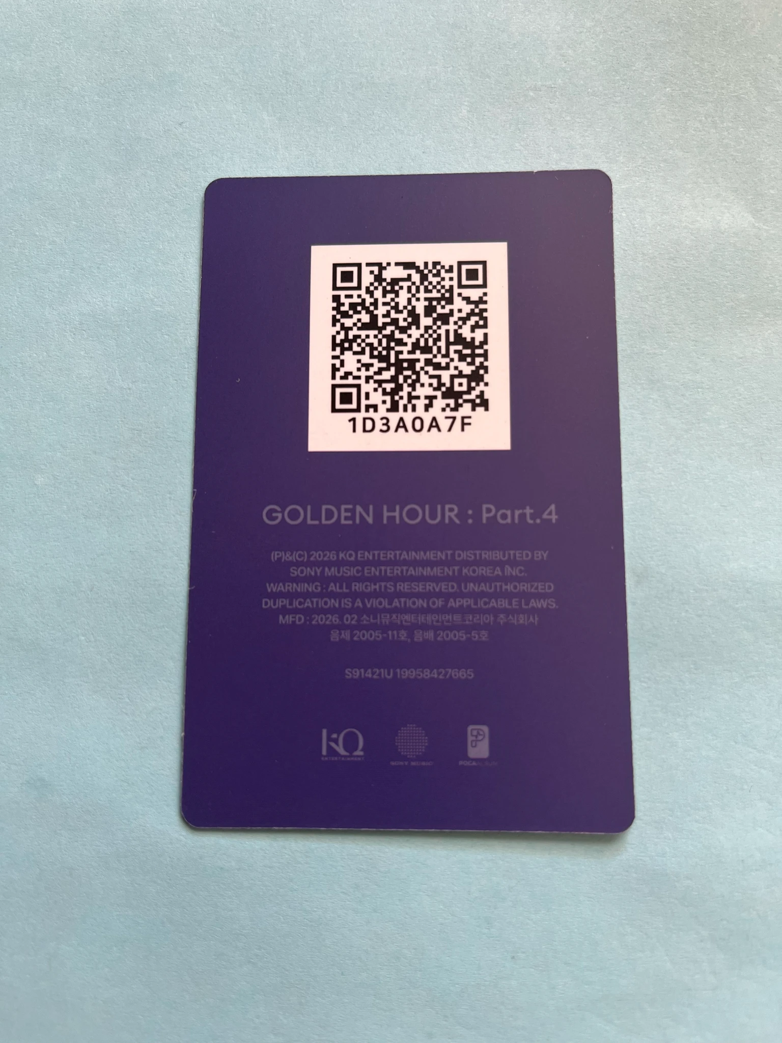 ATEEZ Yeosang ATEEZ - Yeosang - Golden Hour : Part.4 Album A version qr card poca album album photocard listing photo 2