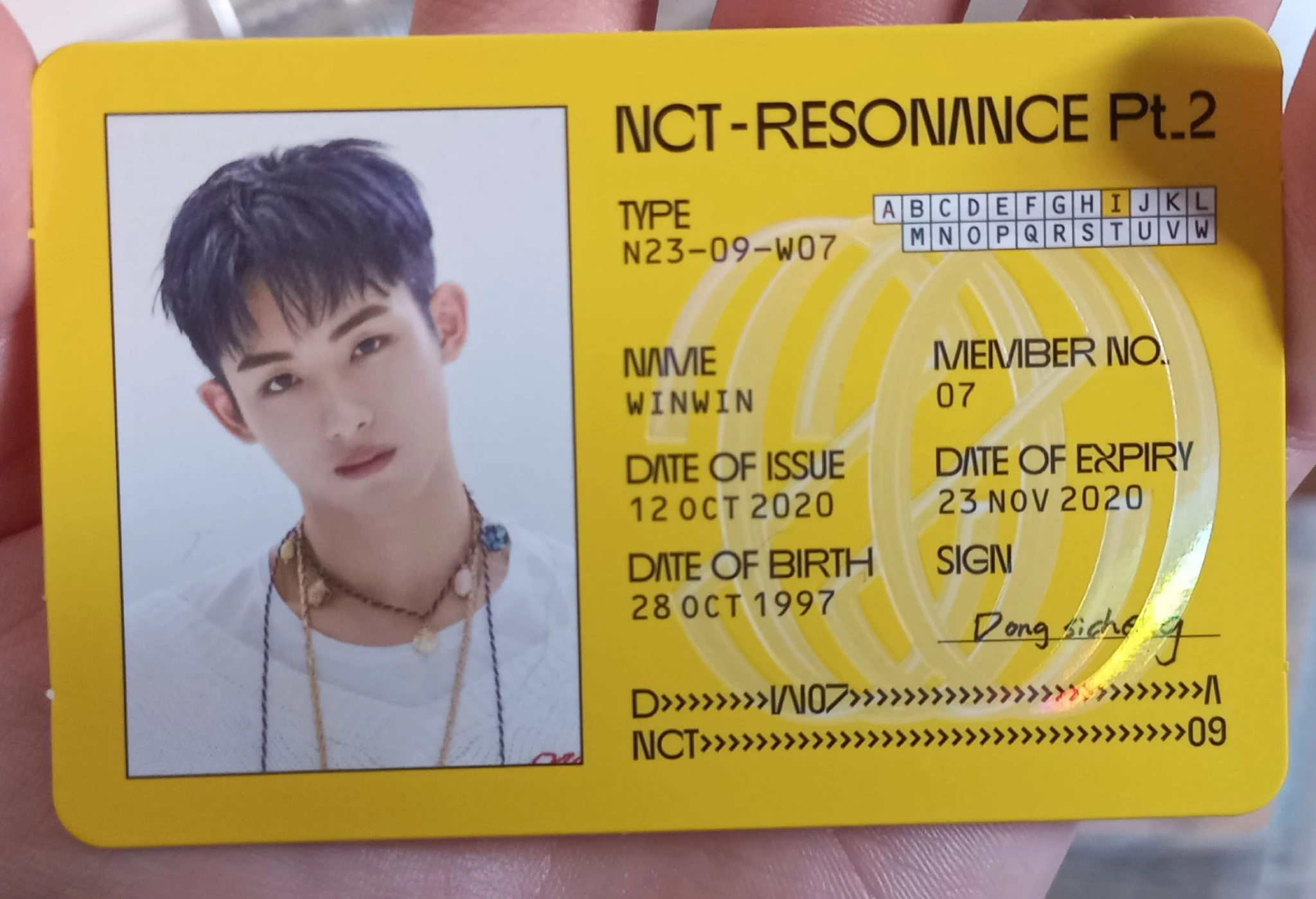 NCT Winwin NCT - Winwin - NCT 2020 Resonance Pt.2 Album album photocard departure version id card holographic (hologram) horizontal listing photo 2