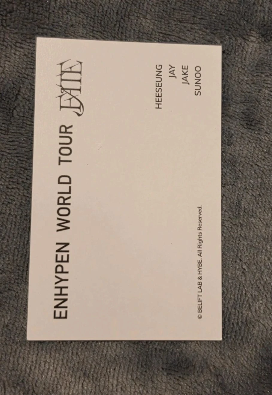ENHYPEN ENHYPEN - Jake & Heeseung & Sunoo - World Tour 'Fate' Event tour merch merch photocard t-shirt listing photo 2