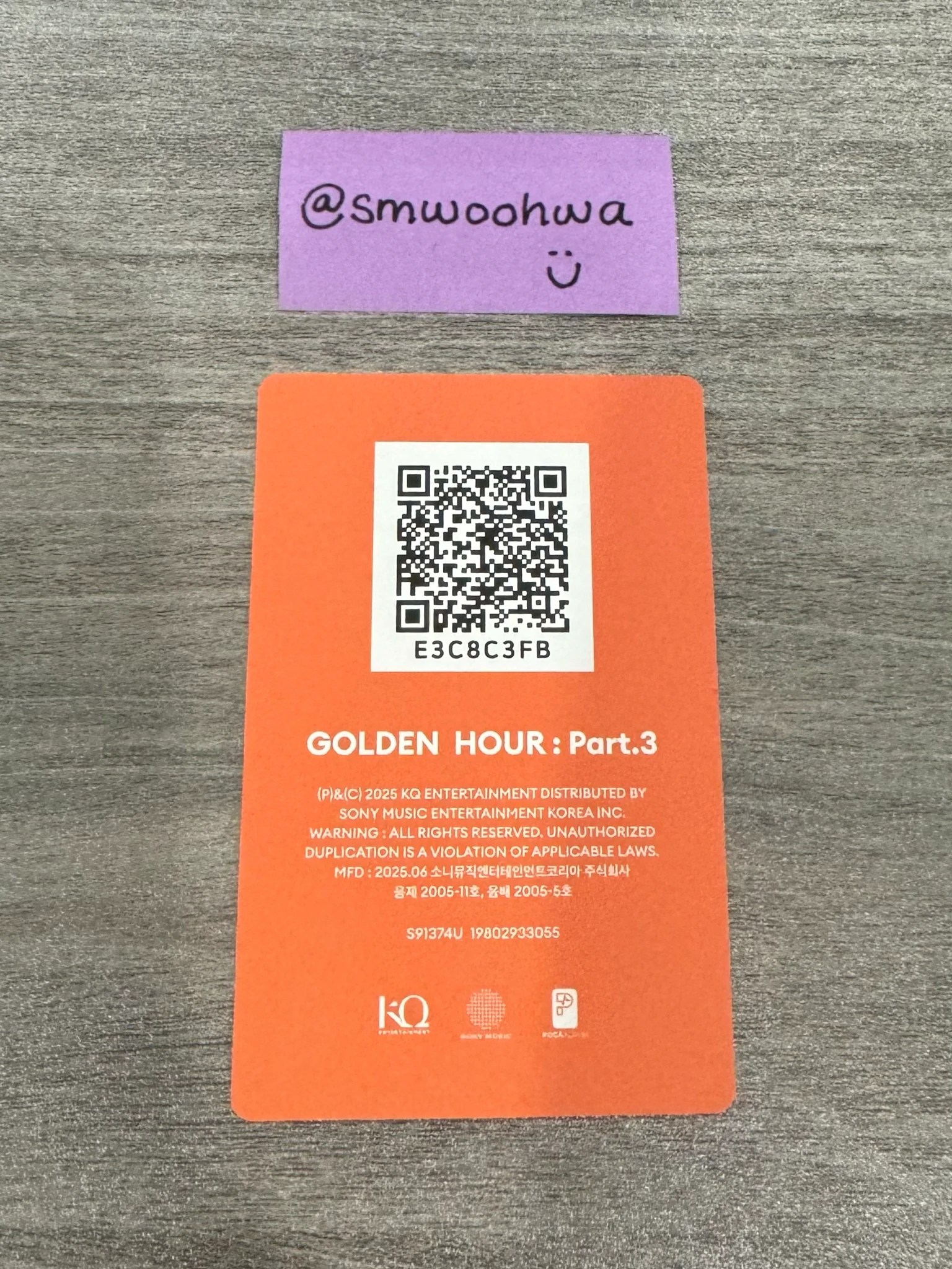 ATEEZ Yunho ATEEZ - Yunho - Golden Hour : Part.3 Album poca album qr ver. 2 listing photo 2