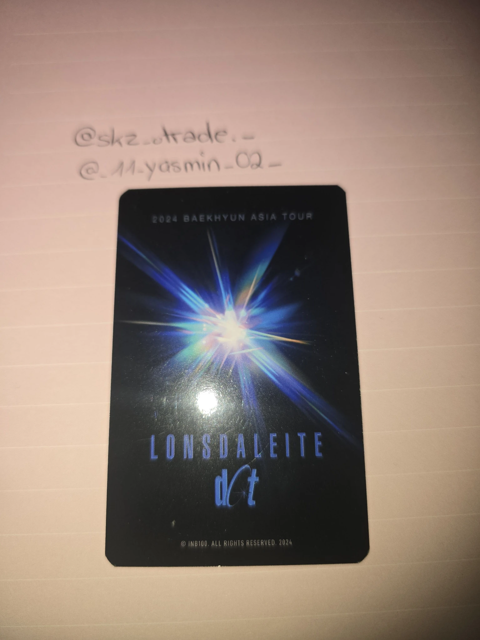 EXO Baekhyun EXO - Baekhyun - 2024 BAEKHYUN Asian Tour 'Lonsdaleite' + 2024 Lonsdaleite [dot] Encore Event merch photocard trading card encore listing photo 2