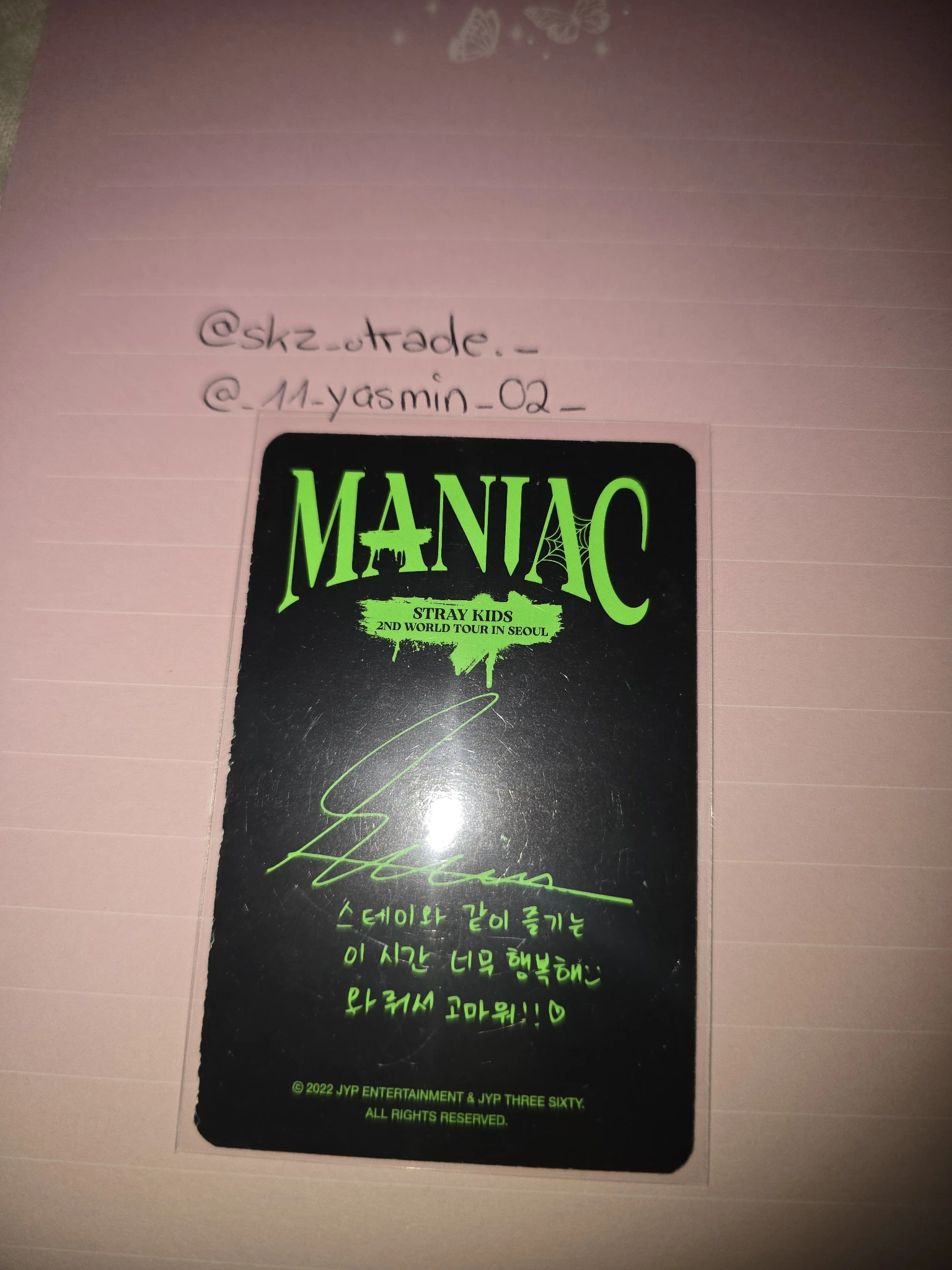 Stray Kids Seungmin Stray Kids - Seungmin - Maniac World Tour Event merch photocard random photocard listing photo 2