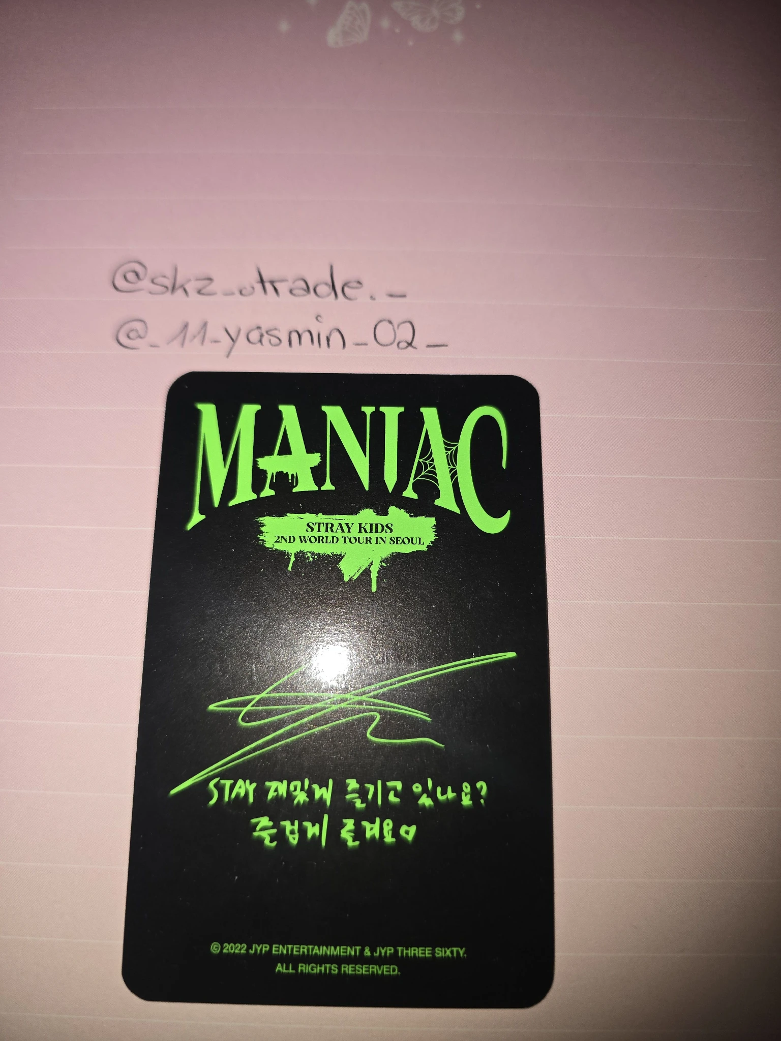 Stray Kids Lee Know Stray Kids - Lee Know - Maniac World Tour Event merch photocard random photocard listing photo 2