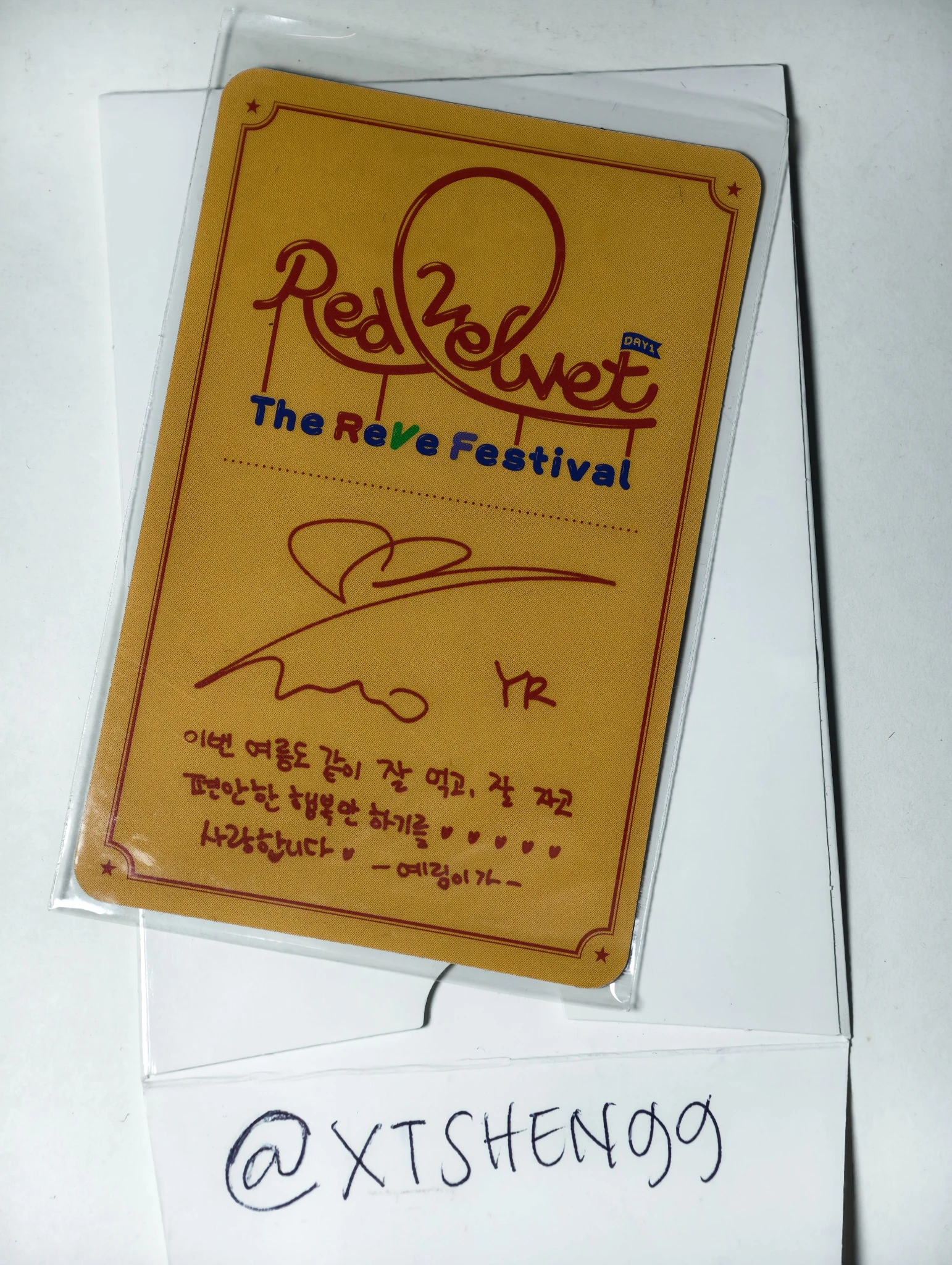 Red Velvet Yeri Red Velvet - Yeri - The ReVe Festival: Day 1 Album album photocard kihno version listing photo 2