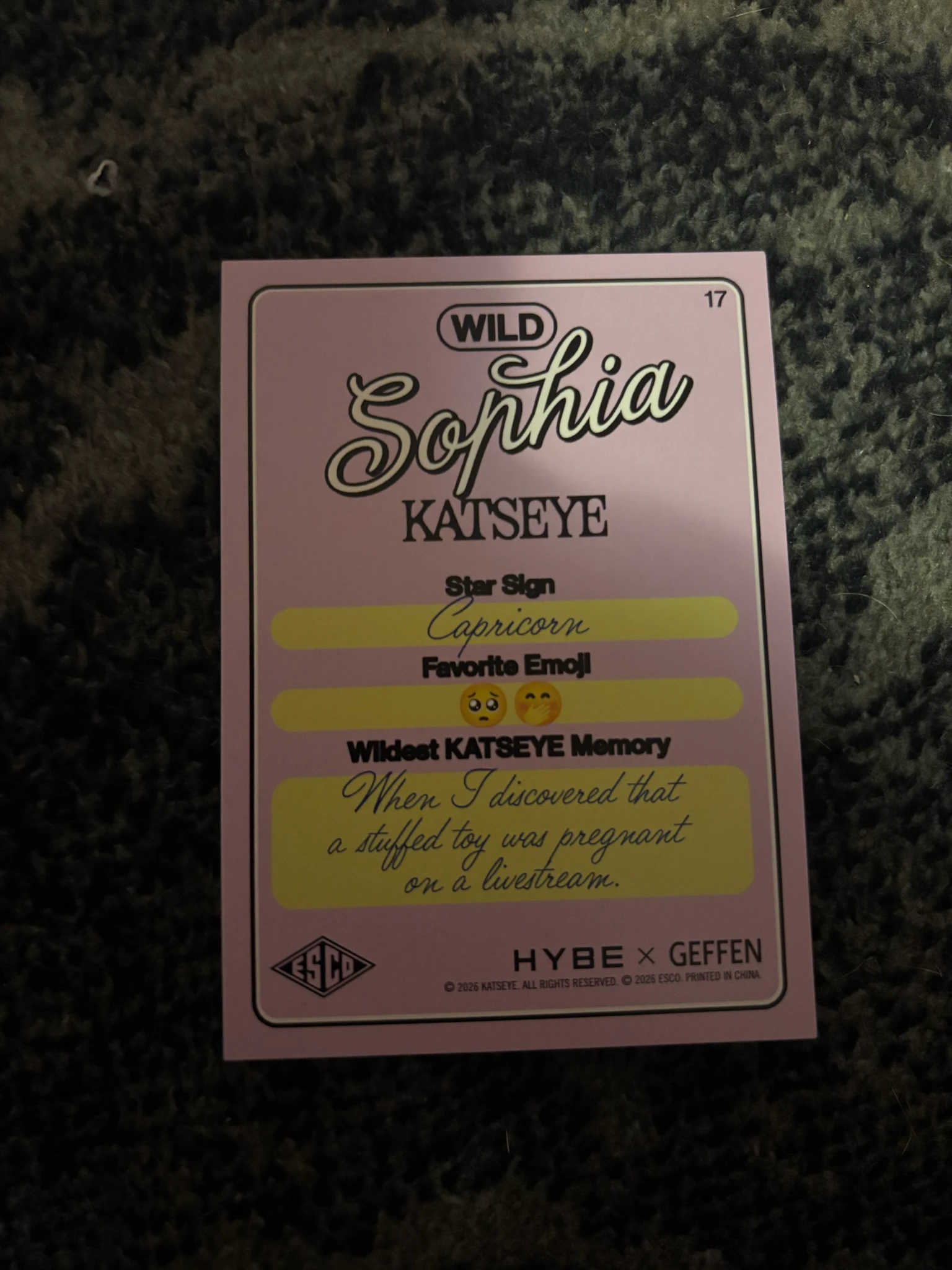 KATSEYE Sophia KATSEYE - Sophia - ESCO “WILD” Trading Cards Other foil card trading card listing photo 2