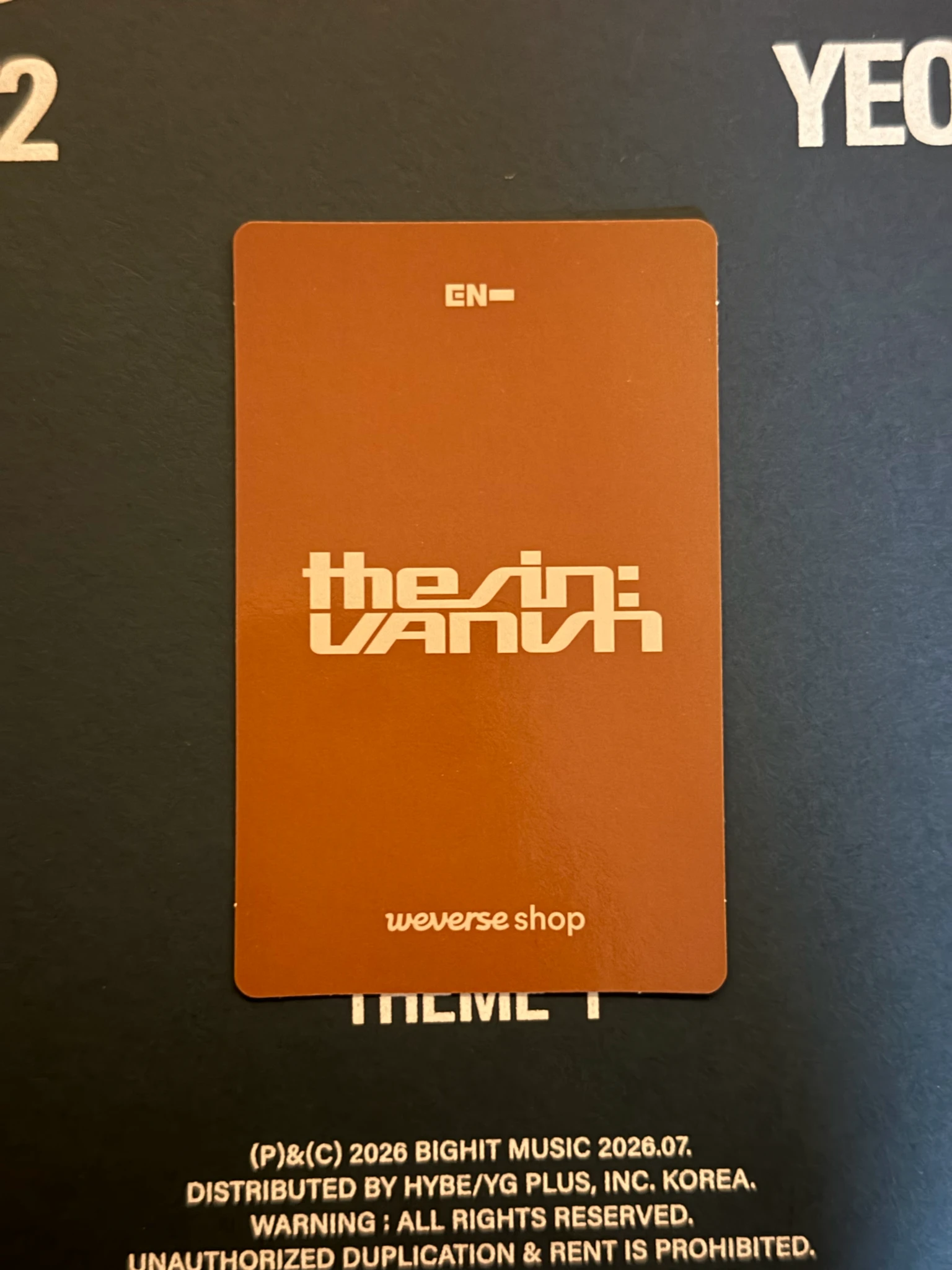 ENHYPEN Sunoo ENHYPEN - Sunoo - THE SIN: VANISH Album kakaotalk pob (pre-order benefit) listing photo 2