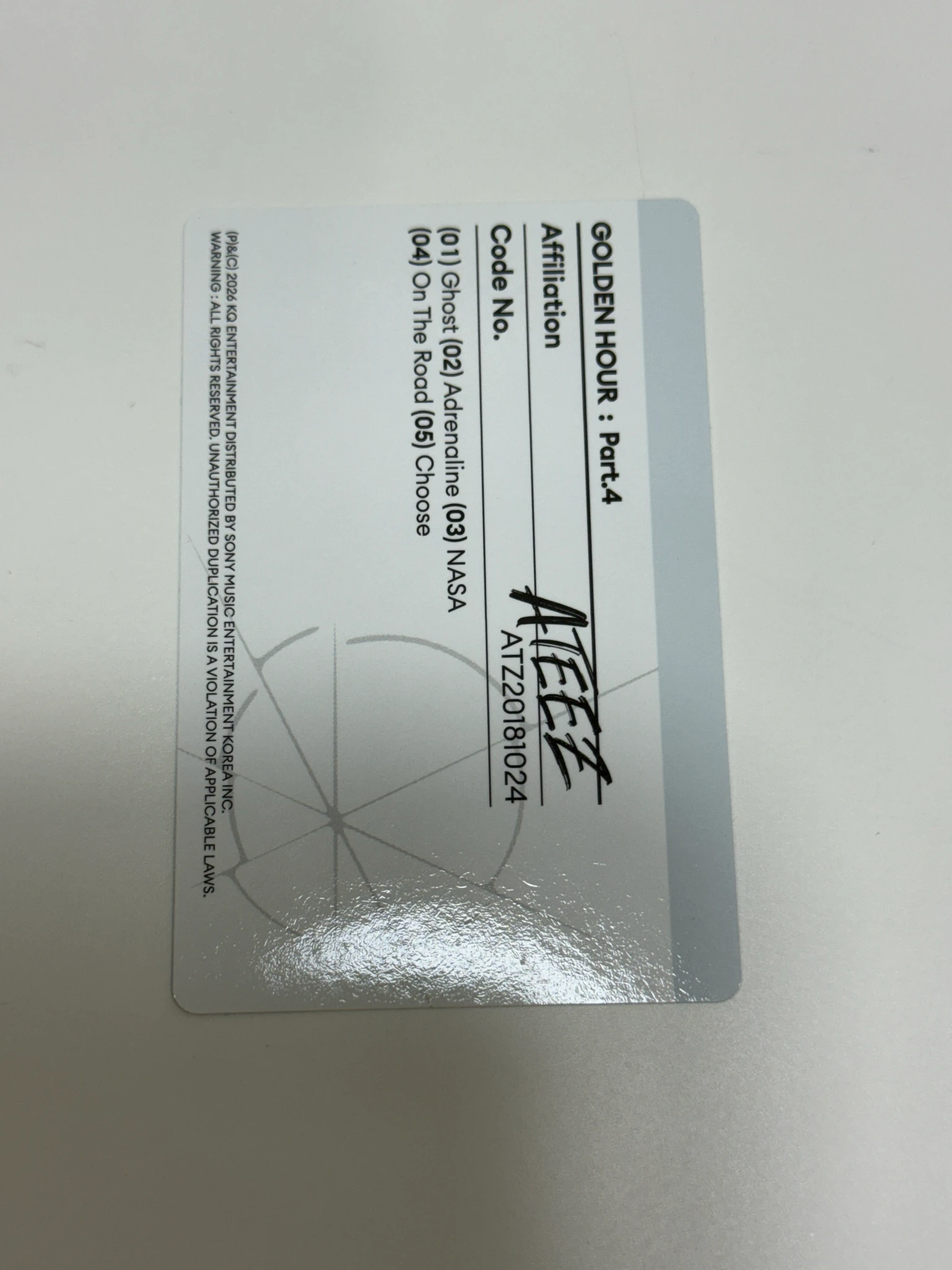 ATEEZ Seonghwa ATEEZ - Seonghwa - Golden Hour : Part.4 Album Z version version 2 album photocard listing photo 2