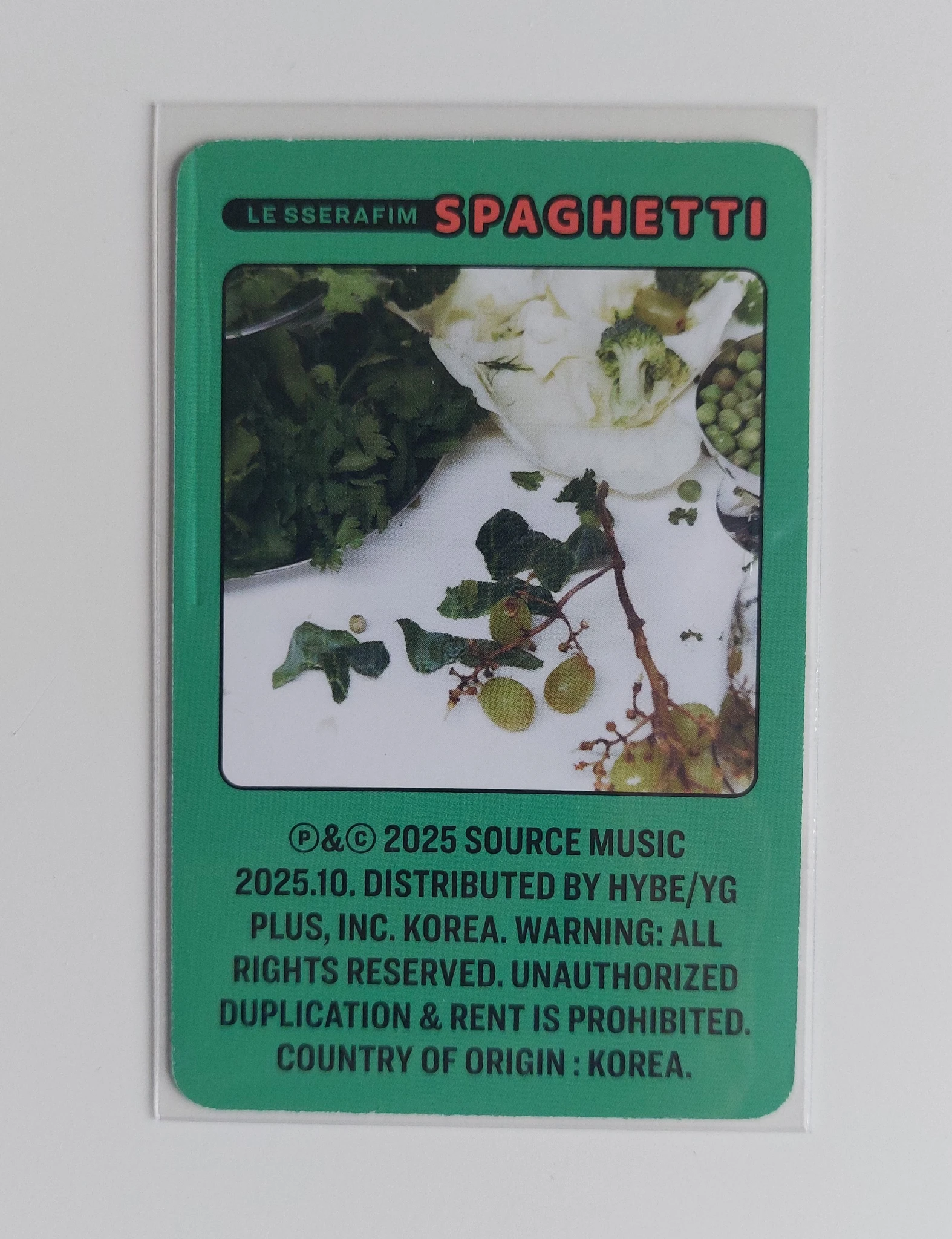 LE SSERAFIM Huh Yunjin LE SSERAFIM - Huh Yunjin - SPAGHETTI Album album photocard compact version pesto green version listing photo 2