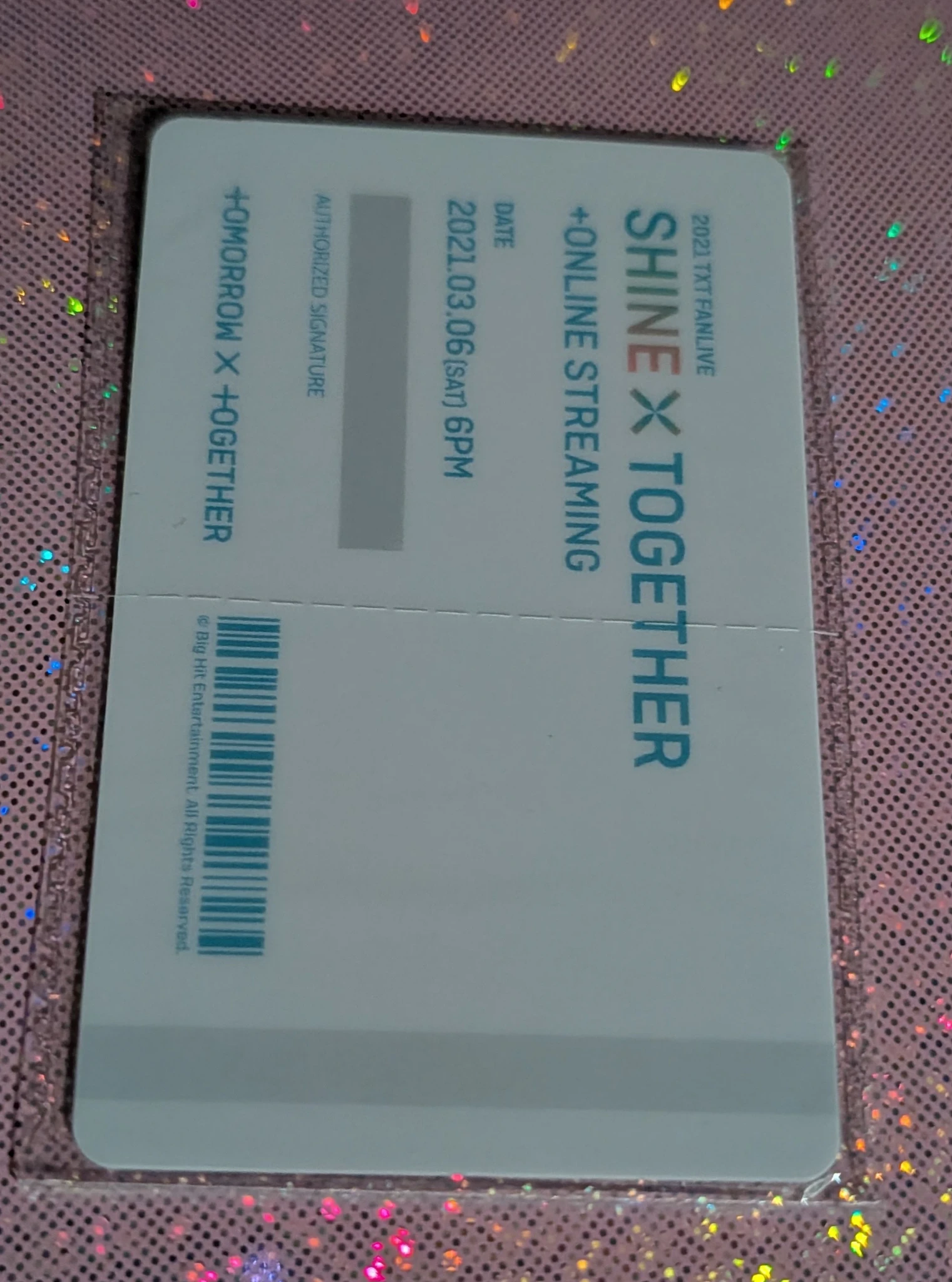 TOMORROW X TOGETHER TOMORROW X TOGETHER - Soobin - 2021 TXT FANLIVE SHINE X TOGETHER Event merch photocard card ticket listing photo 2