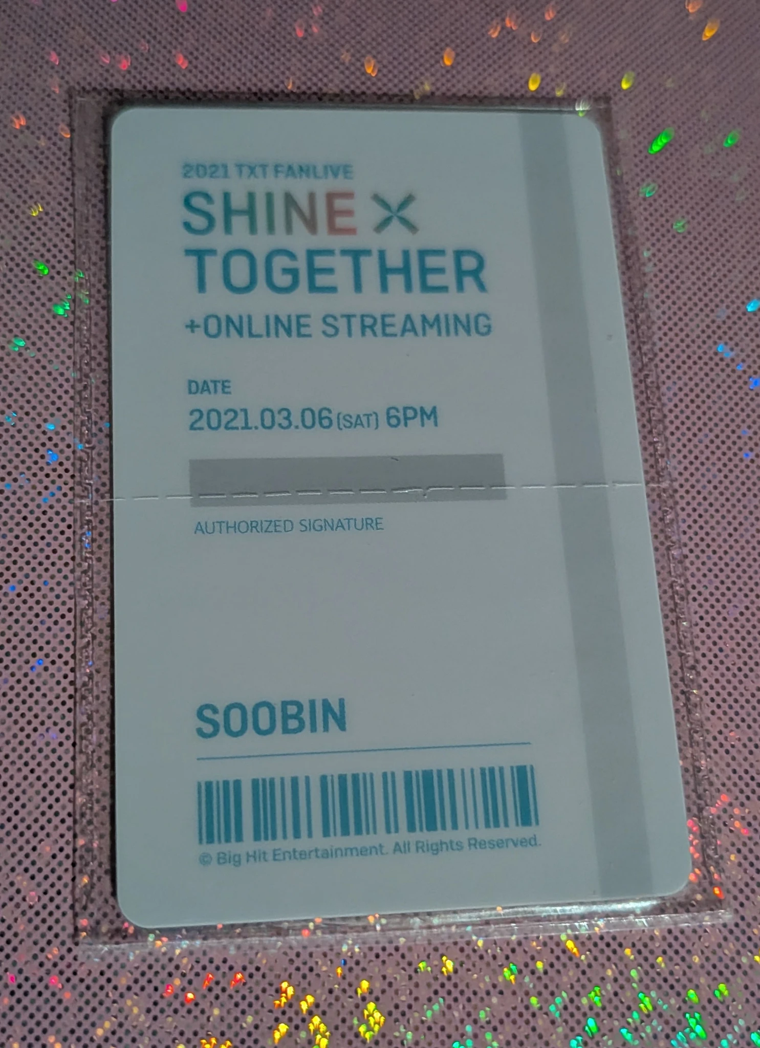 TOMORROW X TOGETHER Soobin TOMORROW X TOGETHER - Soobin - 2021 TXT FANLIVE SHINE X TOGETHER Event merch photocard card ticket listing photo 2