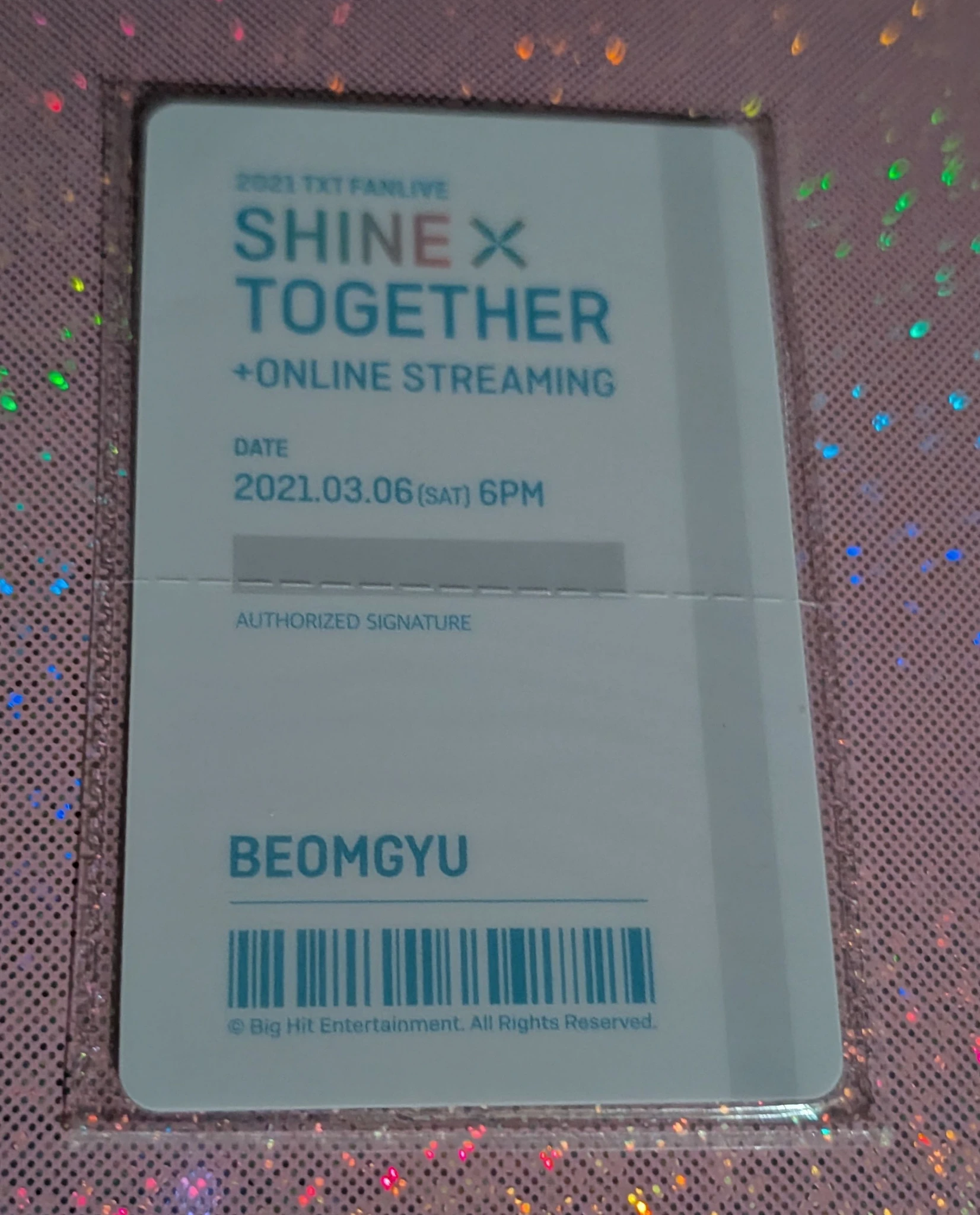 TOMORROW X TOGETHER Beomgyu TOMORROW X TOGETHER - Beomgyu - 2021 TXT FANLIVE SHINE X TOGETHER Event card ticket merch photocard listing photo 2