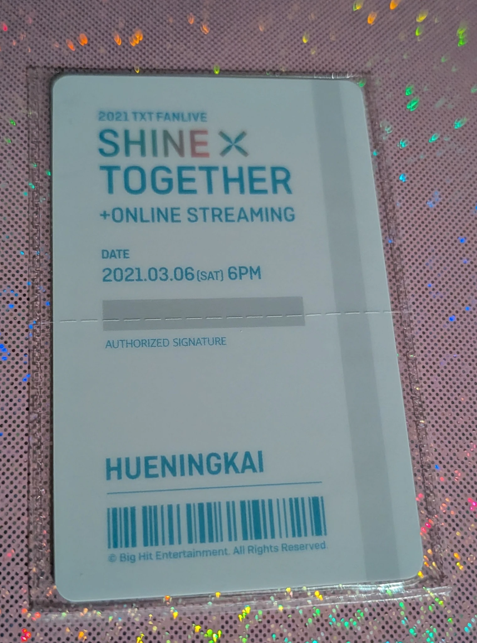TOMORROW X TOGETHER Huening Kai TOMORROW X TOGETHER - Huening Kai - 2021 TXT FANLIVE SHINE X TOGETHER Event merch photocard card ticket listing photo 2